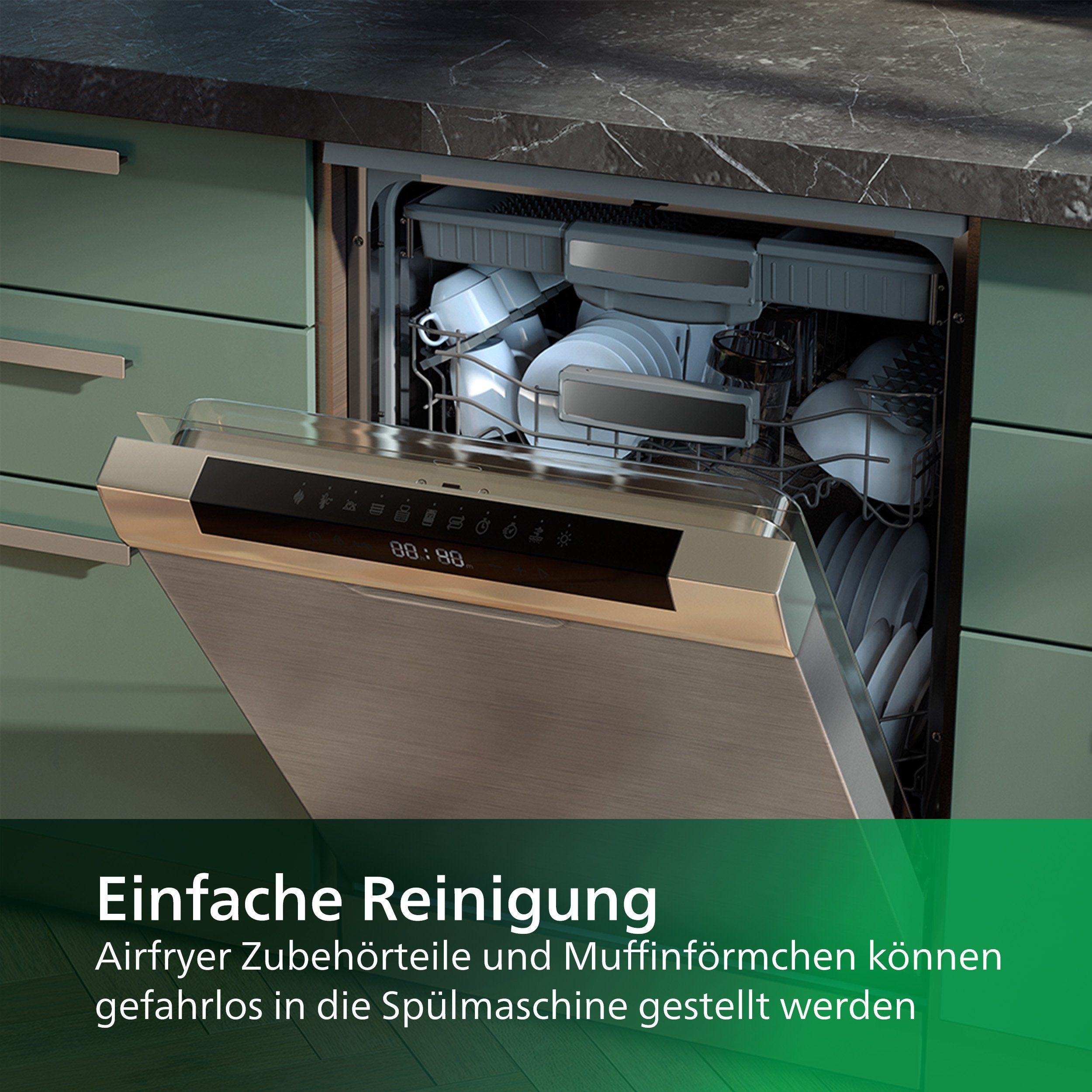 Philips Backeinsatz HD9957/00 für Airfryer XXL 5000er Serie, Zubehör für NA231+332+342+HD9285, inkl. 9 Silikon-Muffinförmchen, spülmaschinenfest