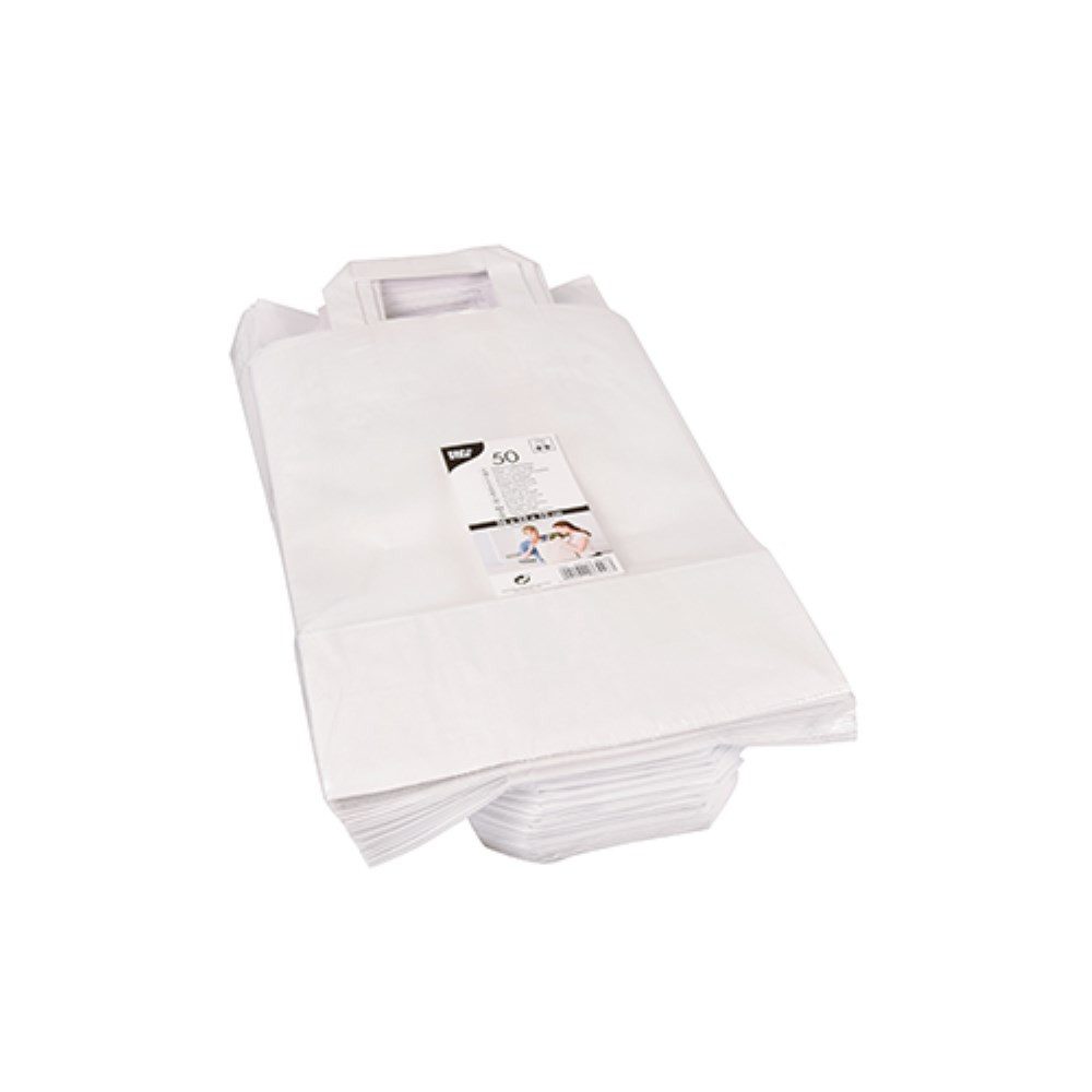 PAPSTAR Tragetasche 50 Tragetaschen, Papier 36 cm x 22 cm x 10 cm weiss mit Tragegriff