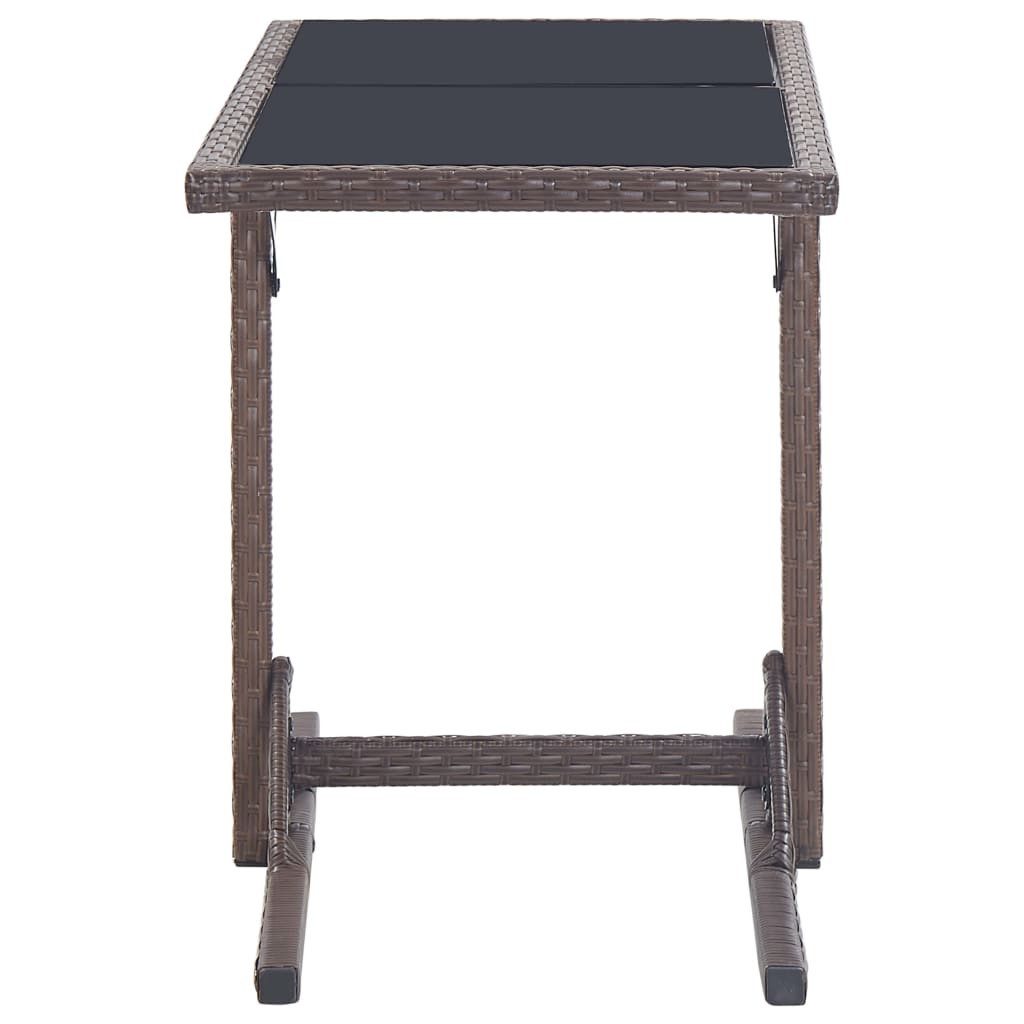 vidaXL Gartentisch Gartentisch Braun 110×53×72 cm Glas und Poly Rattan (1-St)