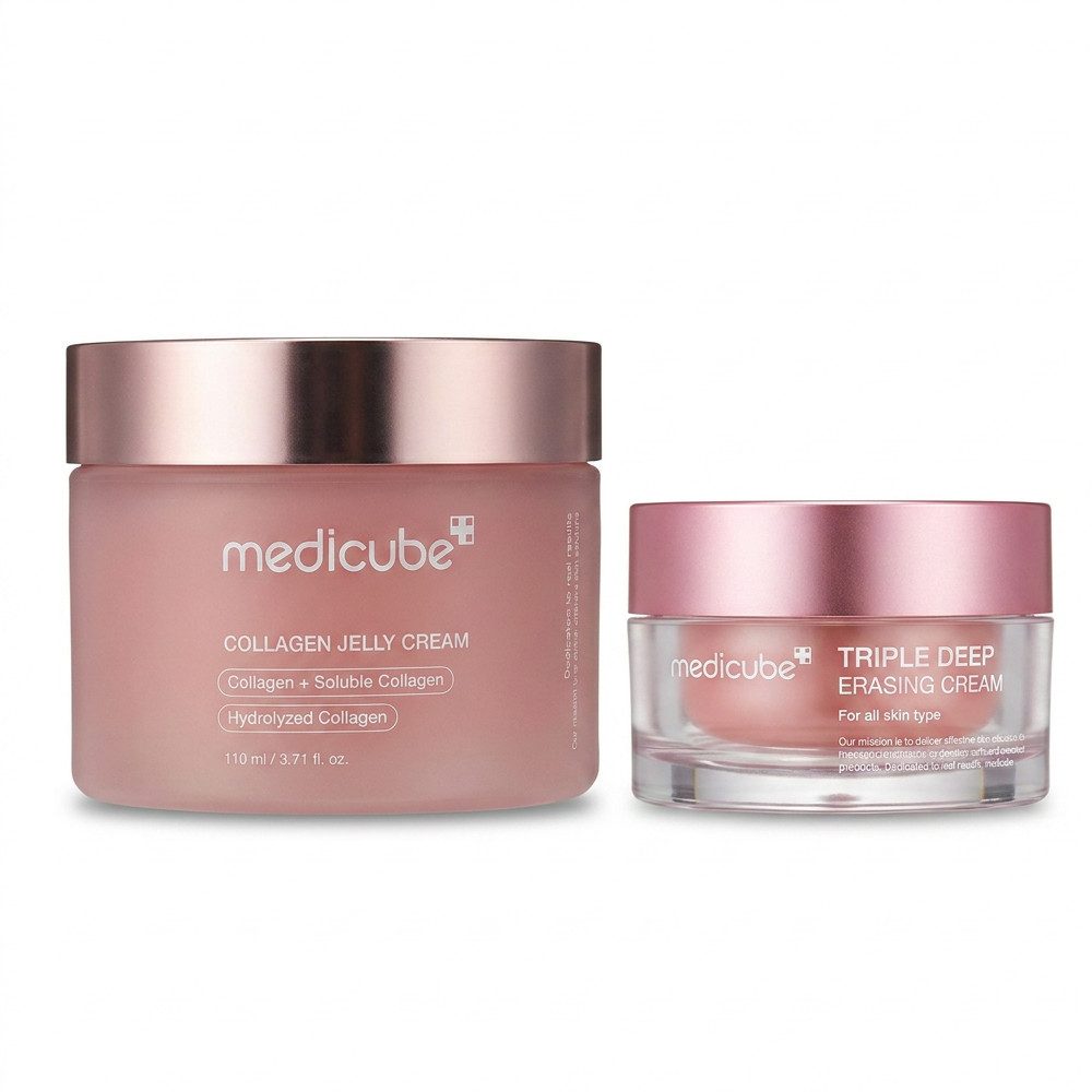 Medicube Gesichtsgel Medicube Collagen Jelly Cream und Triple Collagen Pflege Duo, Kollagen Pflege Duo für Feuchtigkeit und Straffung