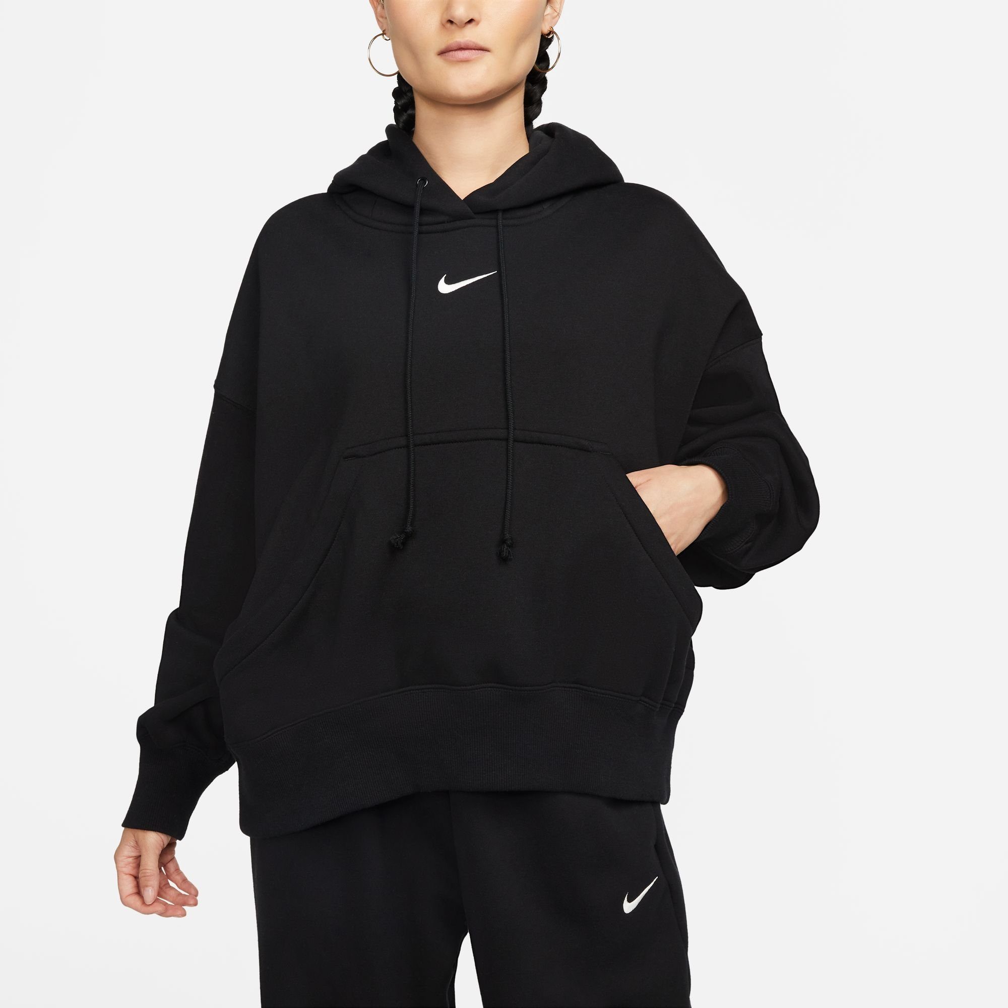 Nike Sportswear Kapuzensweatshirt PHOENIX FLEECE WOMEN'S OVER-OVERSIZED PULLOVER HOODIE BLACK/SAIL