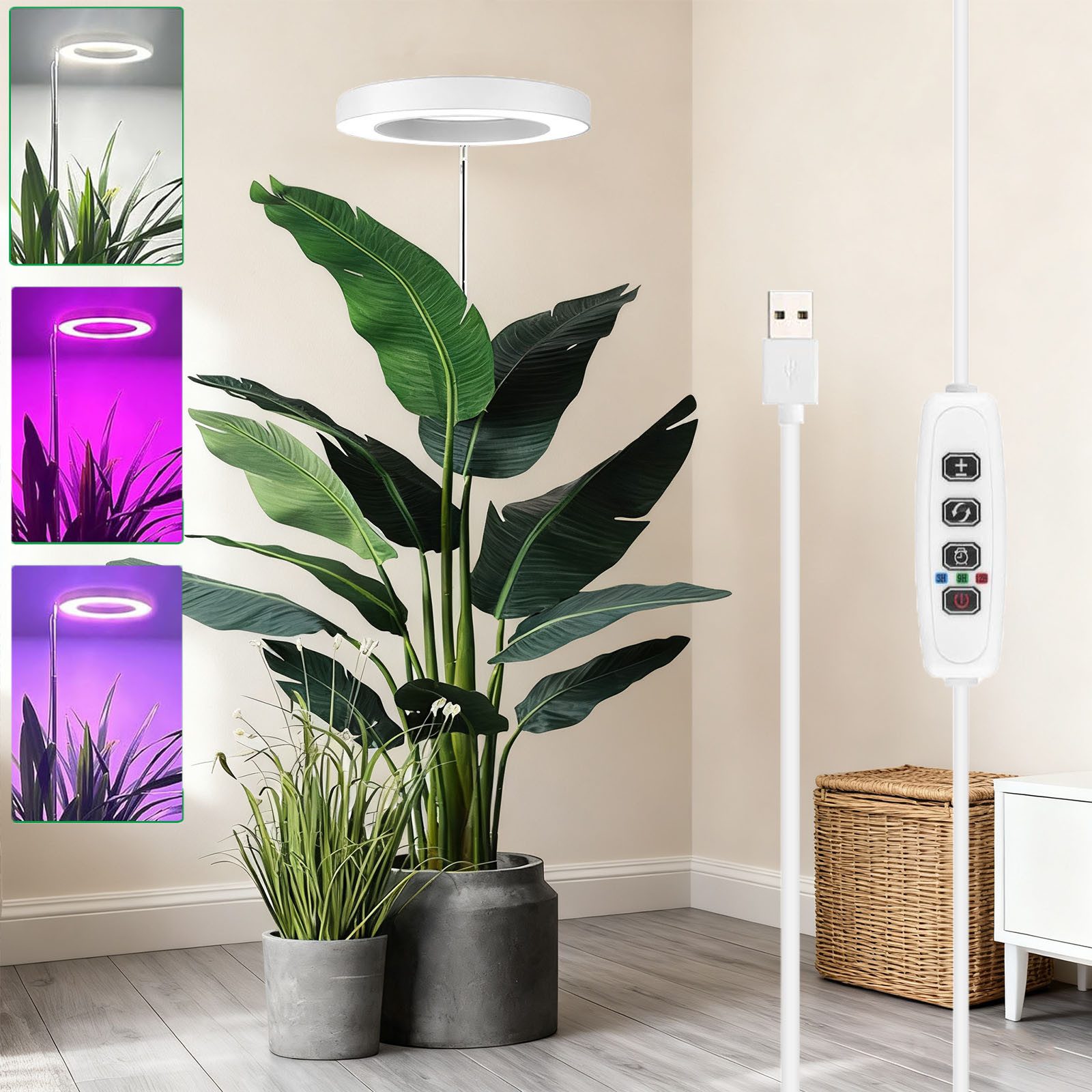 Laybasic Pflanzenlampe 72LEDs Pflanzenlampe Vollspektrum,Garten Zimmergewächshaus Growlight, 35–155 cm höhenverstellbar,Dimmbare Helligkeit,3/9/12H Timer