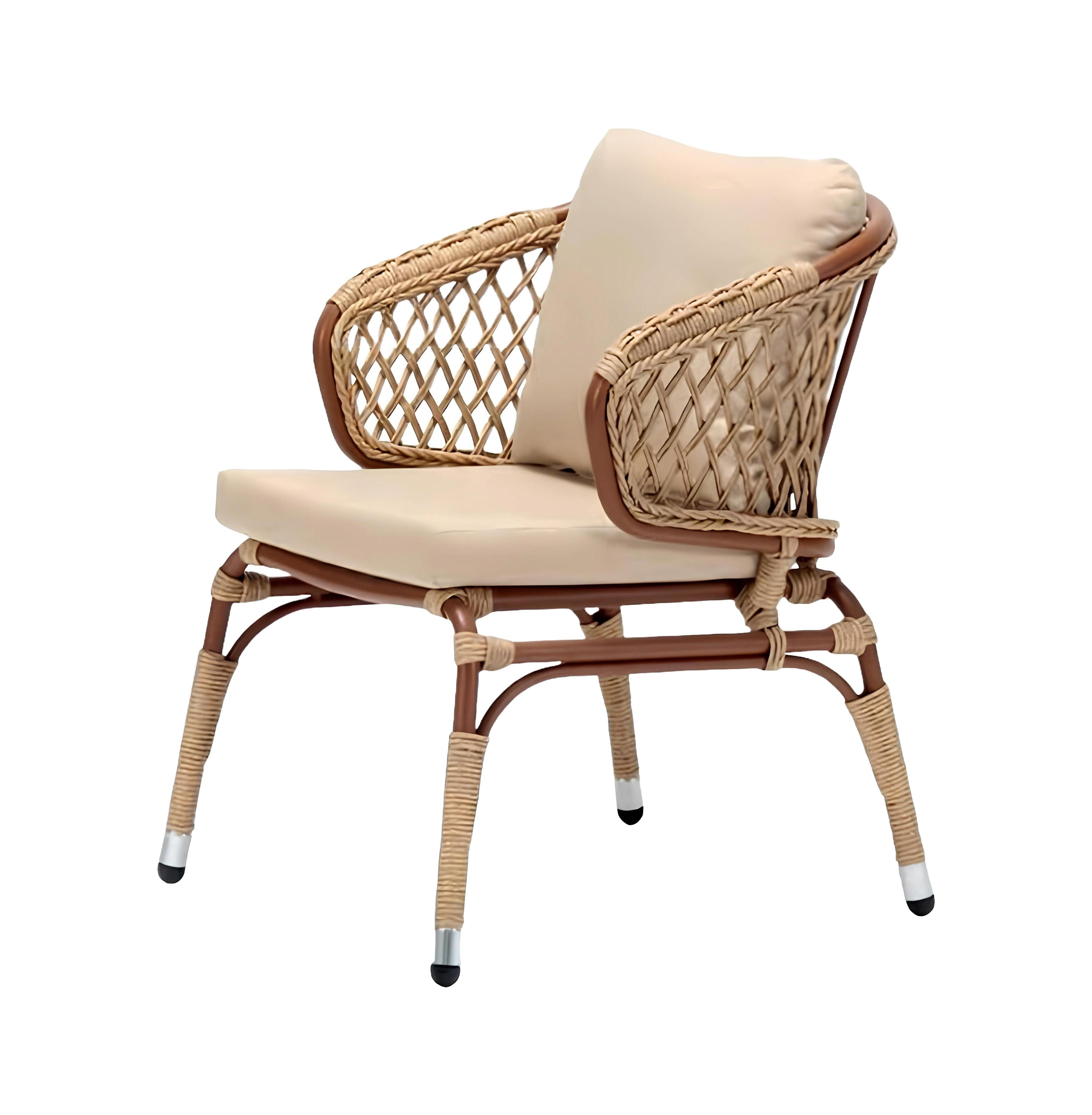 Xlmoebel Sessel Beiger Rattansessel mit hochwertiger Polsterung für die Terrasse (Sessel), Hergestellt in Europa