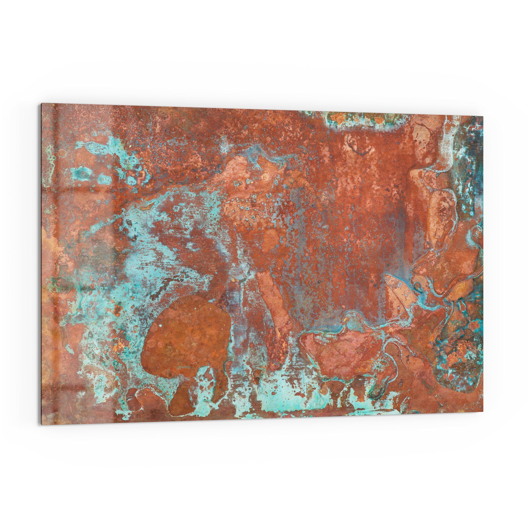 DEQORI Küchenrückwand 'Rostige Kupferplatte', Glas Spritzschutz Badrückwand Herdblende | Küchenrückwände