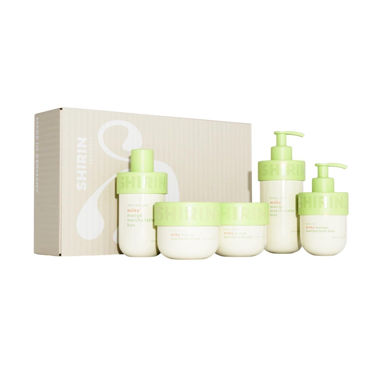 Shirin Beauty Duschgel The Complete Bodycare - 5er Set Milky Mango Matcha Latte Kiss, 5-tlg.