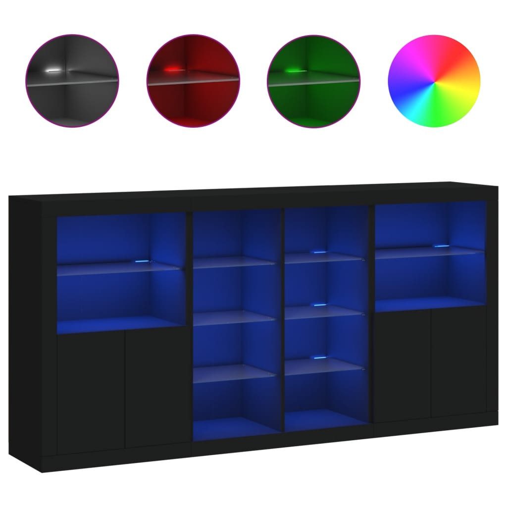 vidaXL Sideboard Sideboard mit LED-Leuchten Schwarz günstig online kaufen