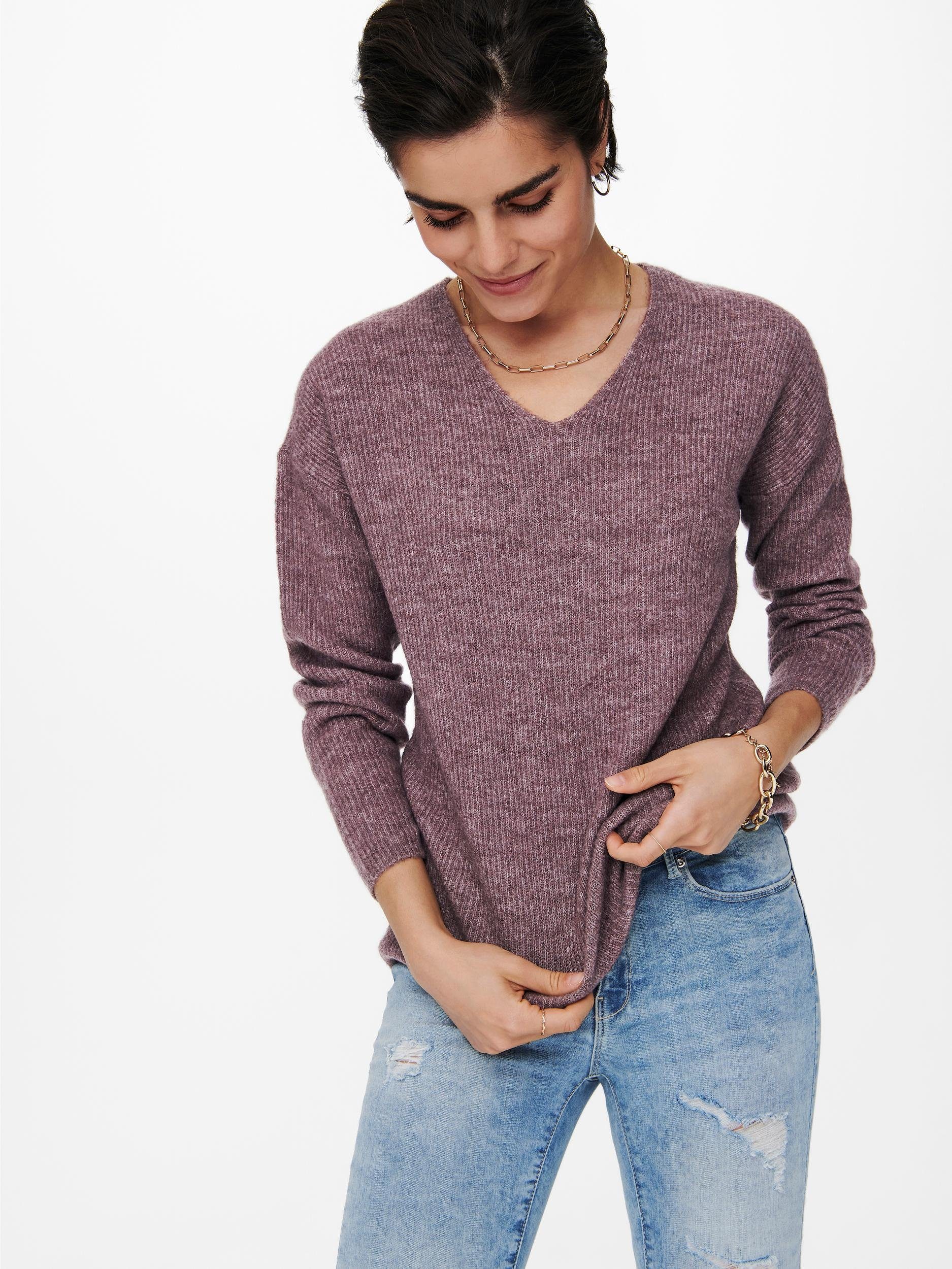 ONLY Strickpullover ONLCAMILLA V-NECK L/S PULLOVER KNT NOOS Materialmix, regular fit