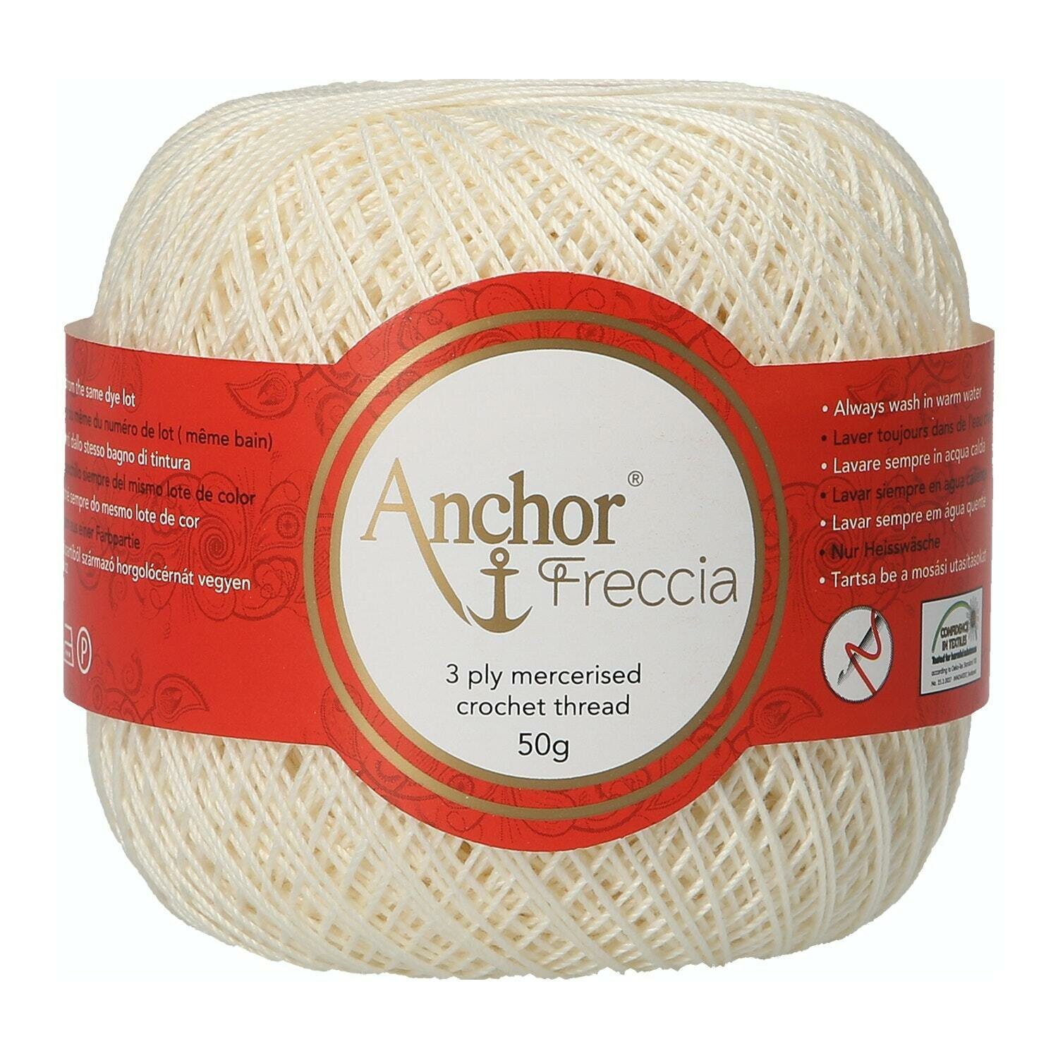 Anchor Freccia Stärke 6 Häkelgarn Häkelwolle, 175 m (Häkelgarn aus 100 % ägyptischer Baumwolle), 50 g