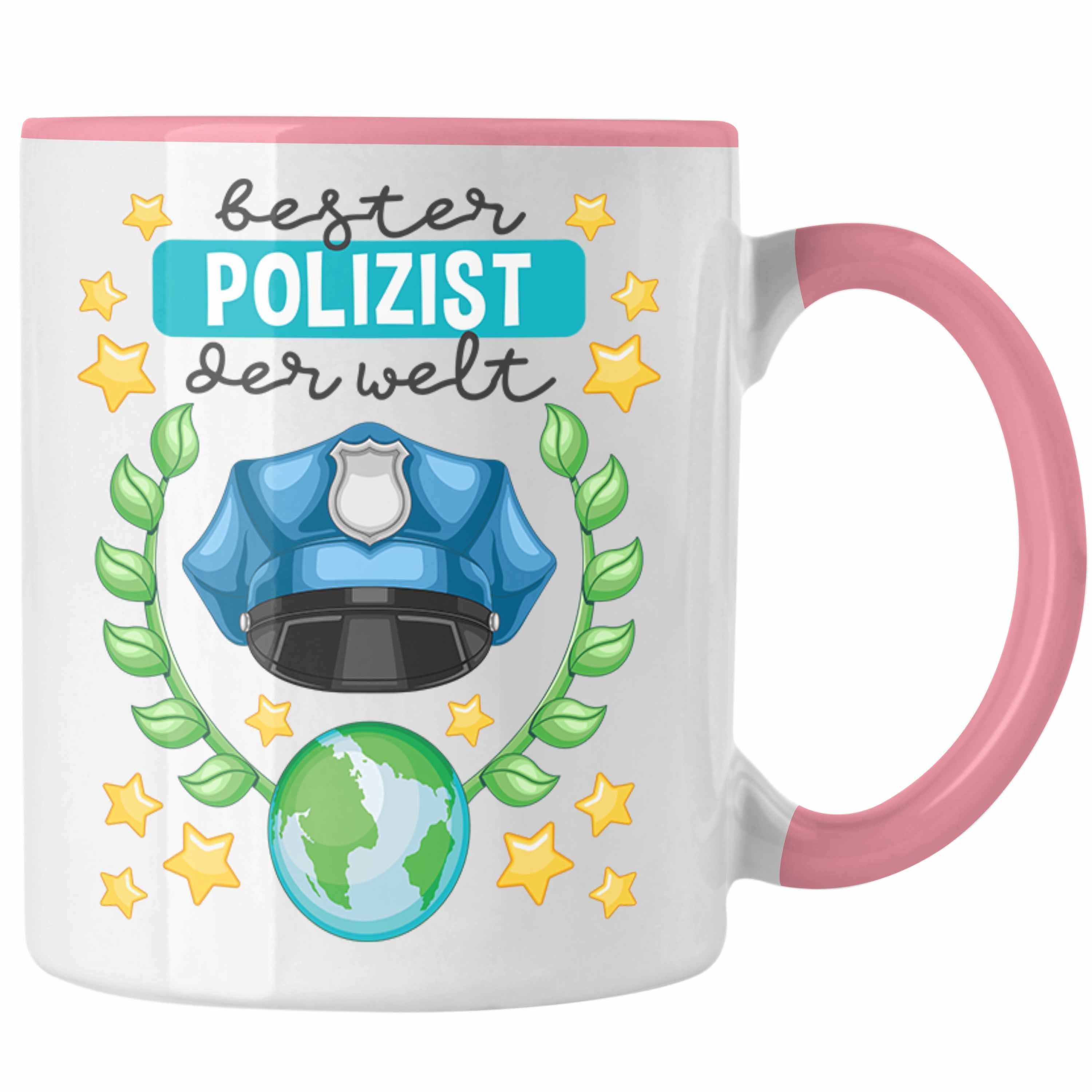 Trendation Tasse Trendation - Bester Polizist Geschenk Tasse mit Spruch Geschenke Polizei Männer Lustig Rosa