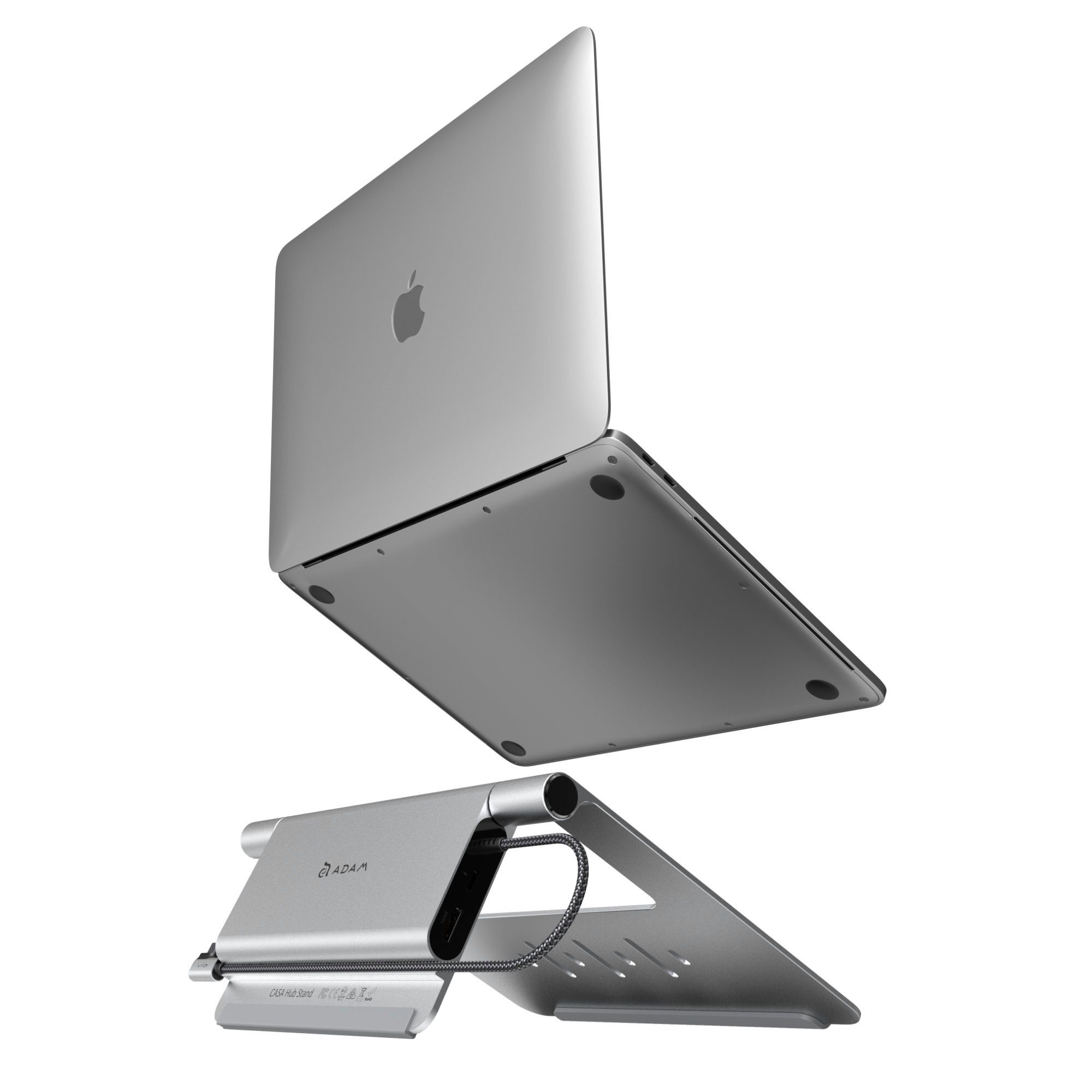 ADAM elements CASA HUB Stand, USB-C 5-in-1 Laptop Stand Hub Laptop-Ständer, (USB-C Laptop, MacBook Air, MacBook Pro, iPad mini, iPad Pro)