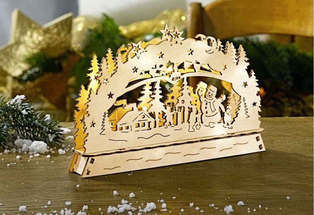 dynamic24 Schwibbogen, LED Holz Lichterbogen Weihnachten Beleuchtung