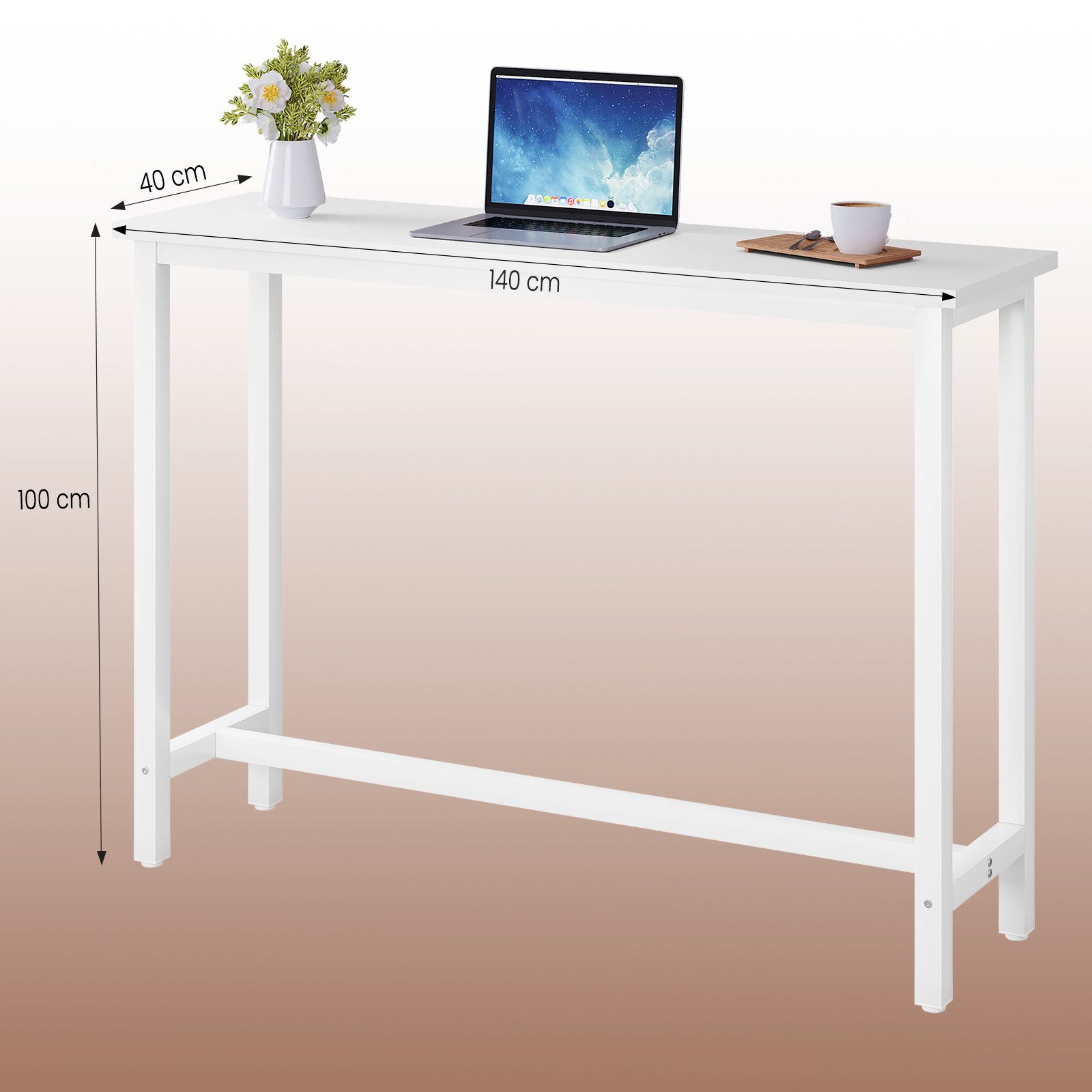 Woltu Bartisch, Bartisch aus Metall, Tischplatte aus MDF, 100x40cm