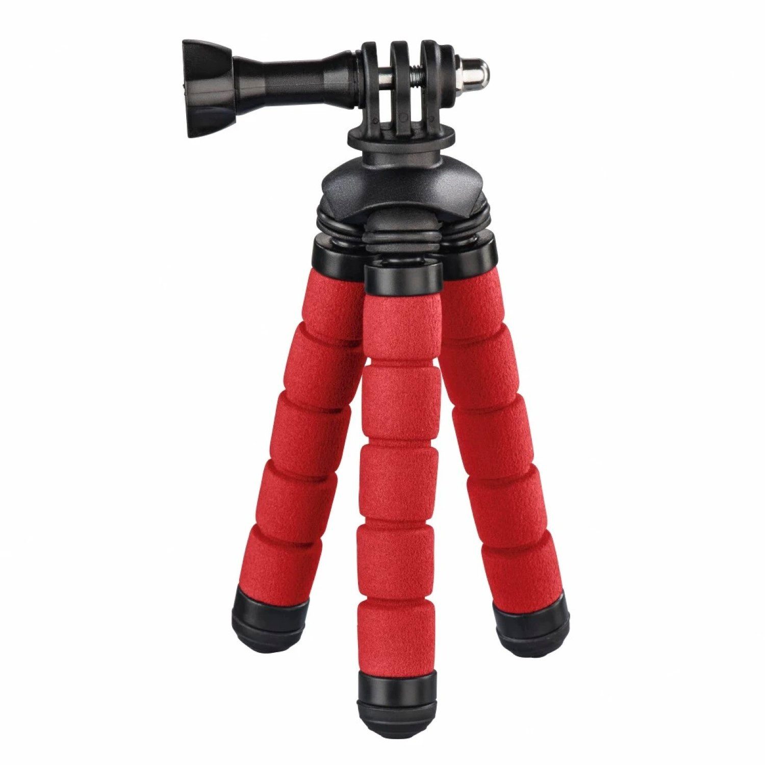 Hama Flex Flexibles Mini-Stativ 14cm Tripod Rot Kamerastativ (Beine mit 360°-Biegung Smartphone-Halterung und für GoPro ActionCam)