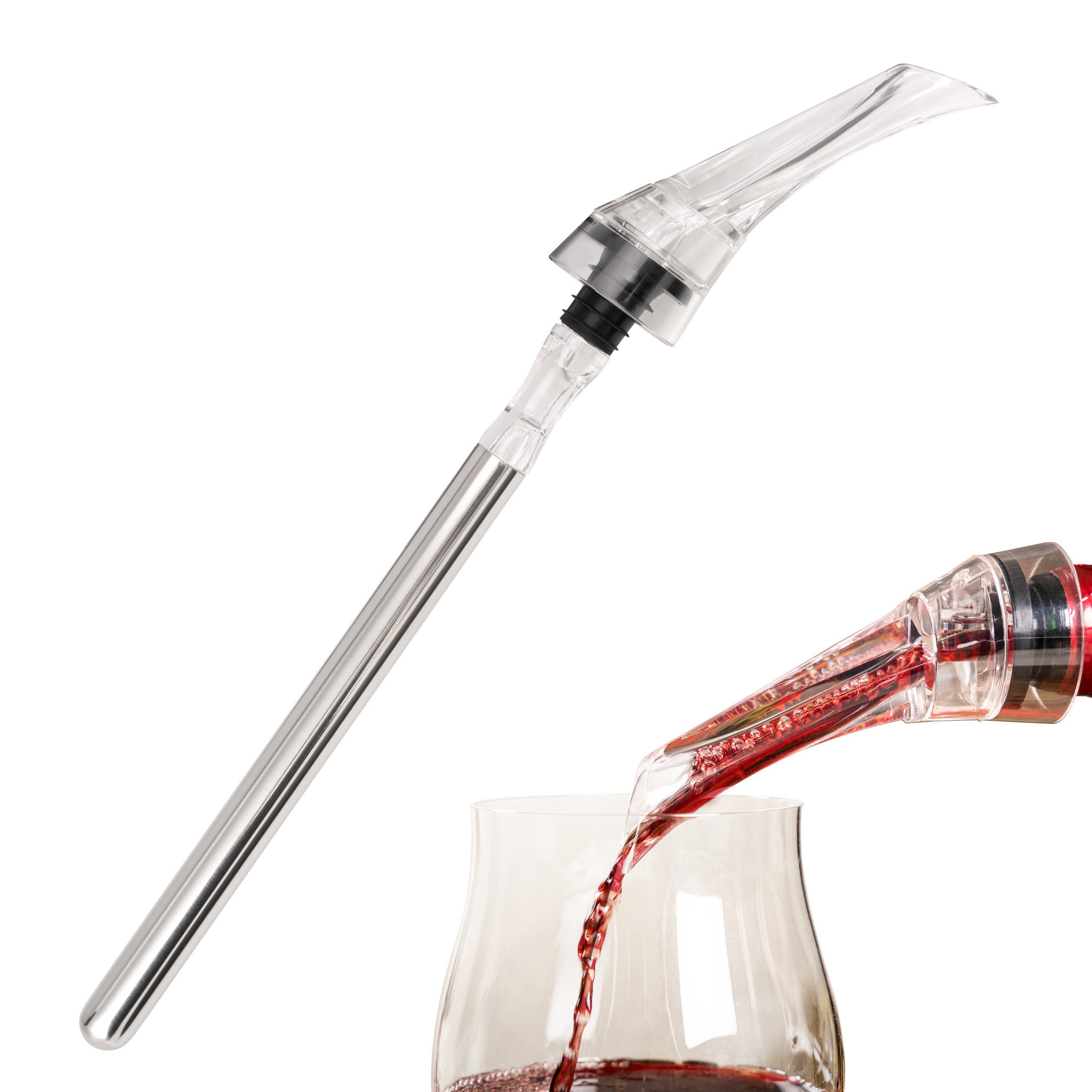 Dekantierausgießer Dekanter Wein-Ausgießer mit Edelstahl-Kühlstab, Dekantier-Belüfter