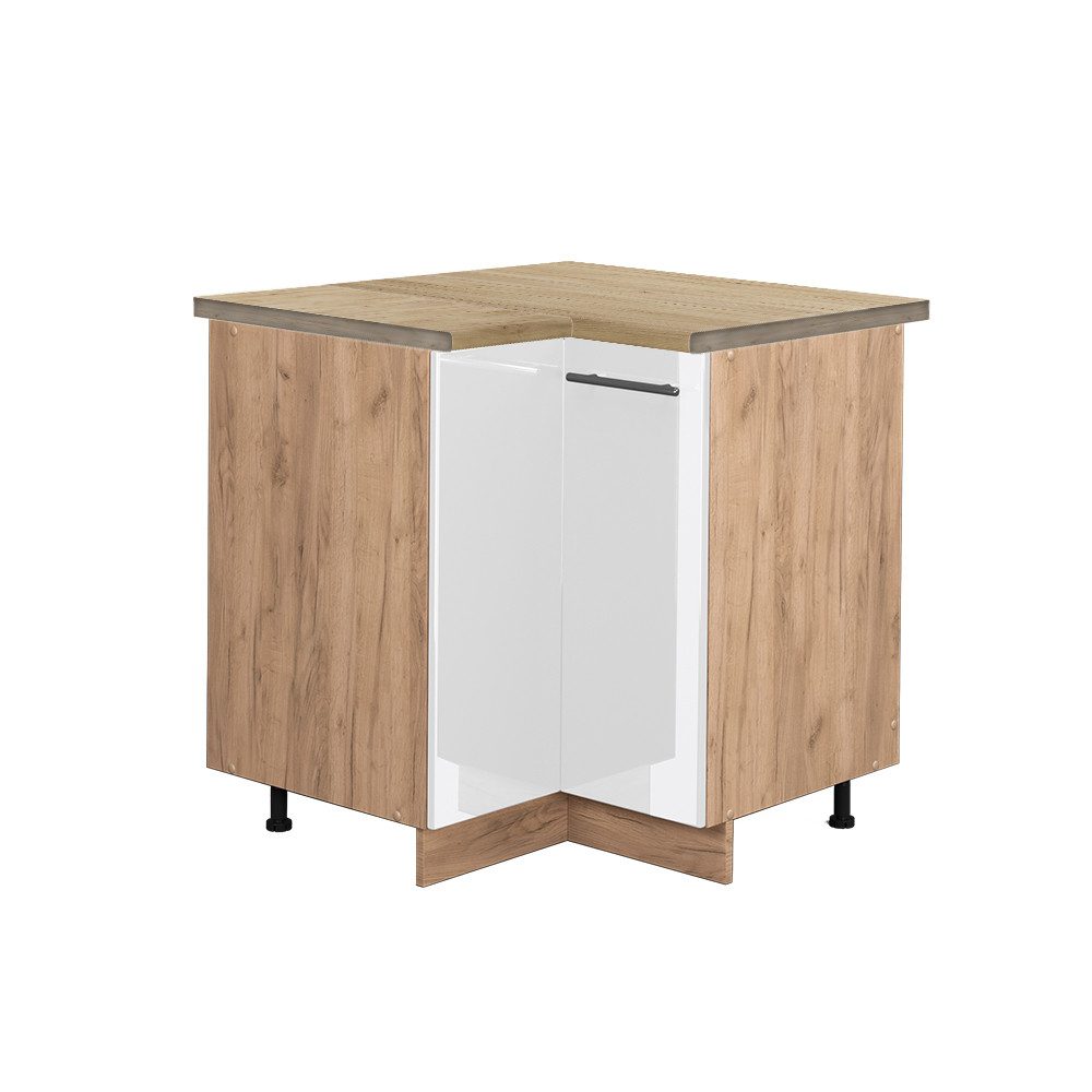 Vicco Eckunterschrank Fame-Line, Weiß Hochglanz/Goldkraft Eiche, günstig online kaufen