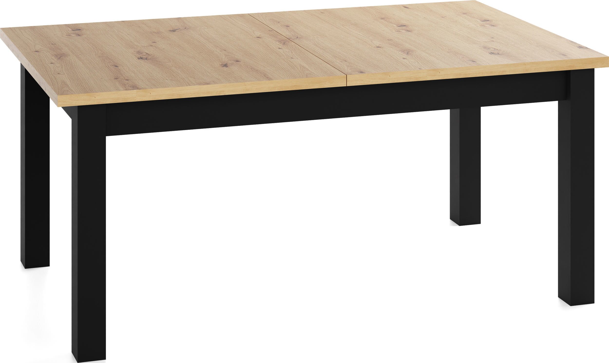WFL GROUP Esstisch Lindberg ausziehbar verlängerbar rechteckig mit schwarzen Holzbeinen (MADE IN EU, XXL Groß– 120/140/150/160/200 cm ausziehbar auf 160/180/190 – Bild 2 von 5
