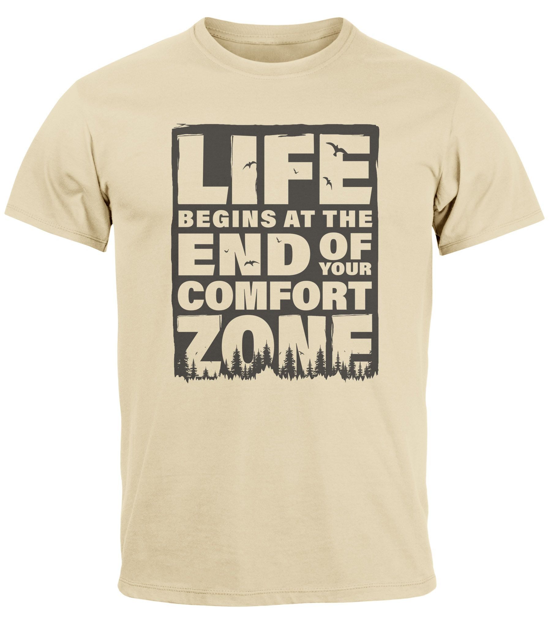 Neverless Print-Shirt Herren T-Shirt Life begins günstig online kaufen