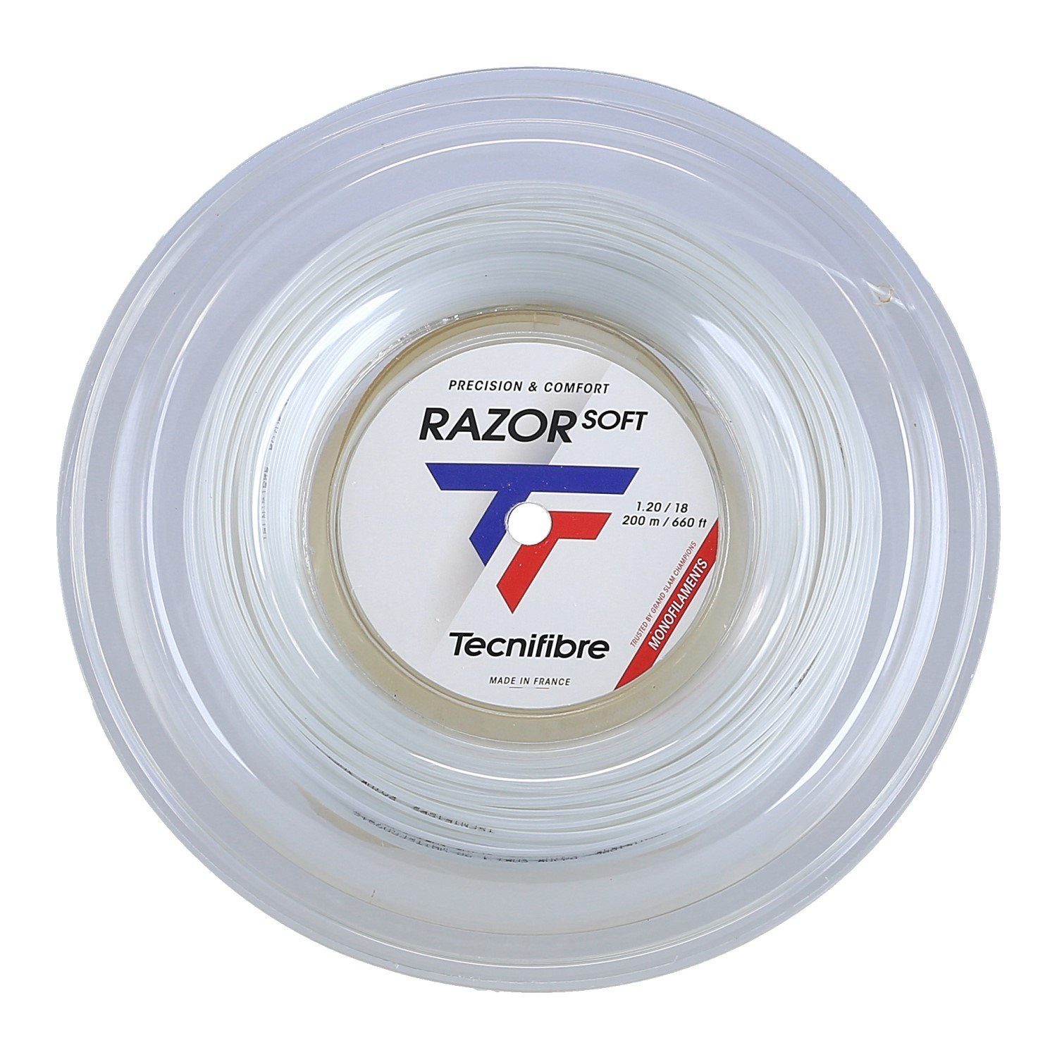 Tecnifibre Tennissaite Razor Soft (Haltbarkeit+Allround) weiss 200m Rolle, Saitendicke: 1.25