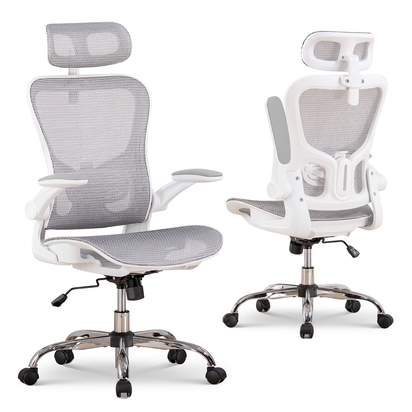 Bürostuhl Ergonomisch, Schreibtischstuhl mit Verstellbarer Kopf-/Armlehnenstütze