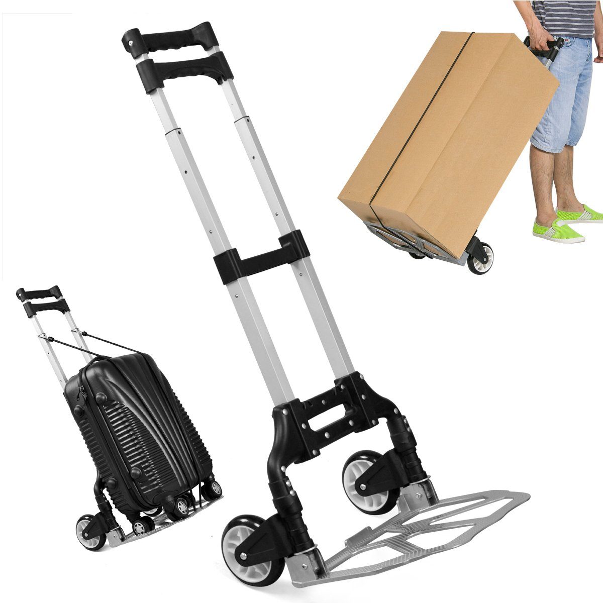 Yaheetech Folding Sack Truck Shopping Trolley, Aluminum Hand Truck Transport Cart up to 80 kg Aluminum Cart