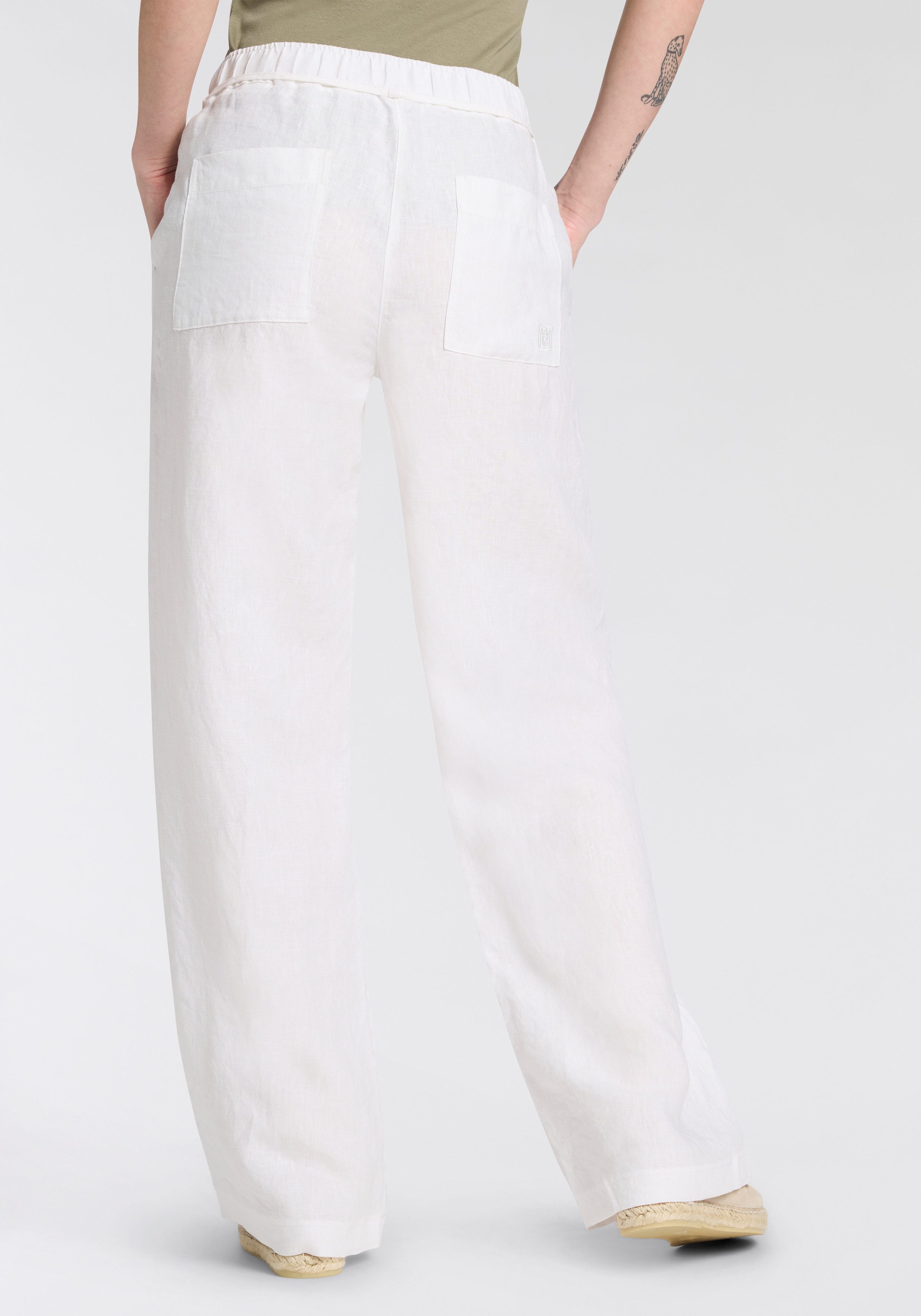 MAC Leinenhose CHIARA BELT Sommerhose Wide Fit, mit geradem, weitem Bein