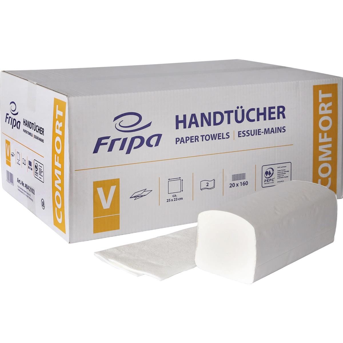 Fripa Papierhandtuch Полотенца Comfort - Multi-/ Interfalzung (Z) 2-lagig hochweiß 20x 160