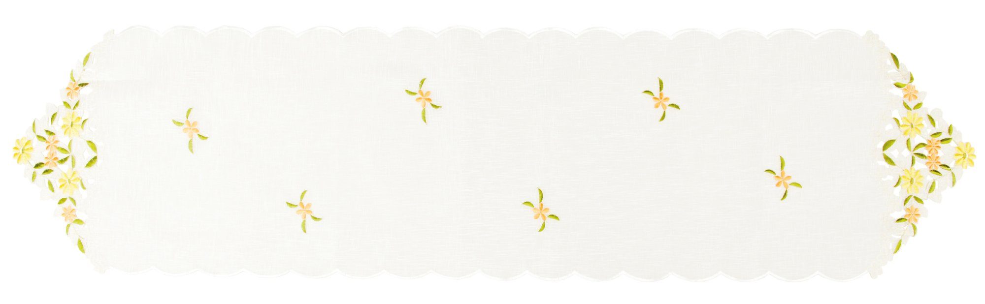 Arsvita Tischläufer bestickt 140x35cm Platzdecke (1-tlg), Tischdecke mit dekorativer Spitze, Tischdekoration