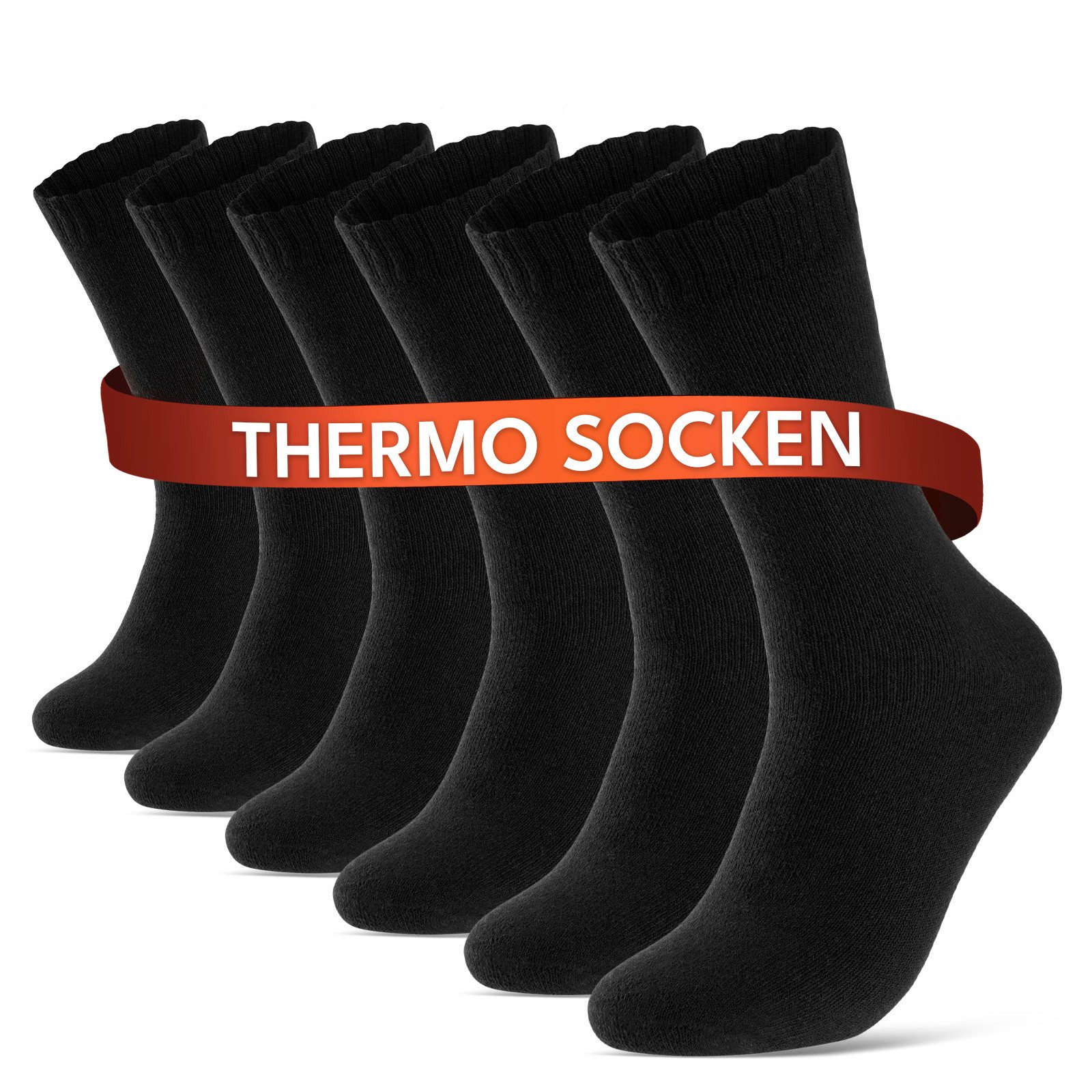 sockenkauf24 Термоноски 6, 12, 24 Paar Damen & Herren Thermo Socken (Schwarz, 6-Paar, 35-38) Vollfrottee Wintersocken - 10900 WP