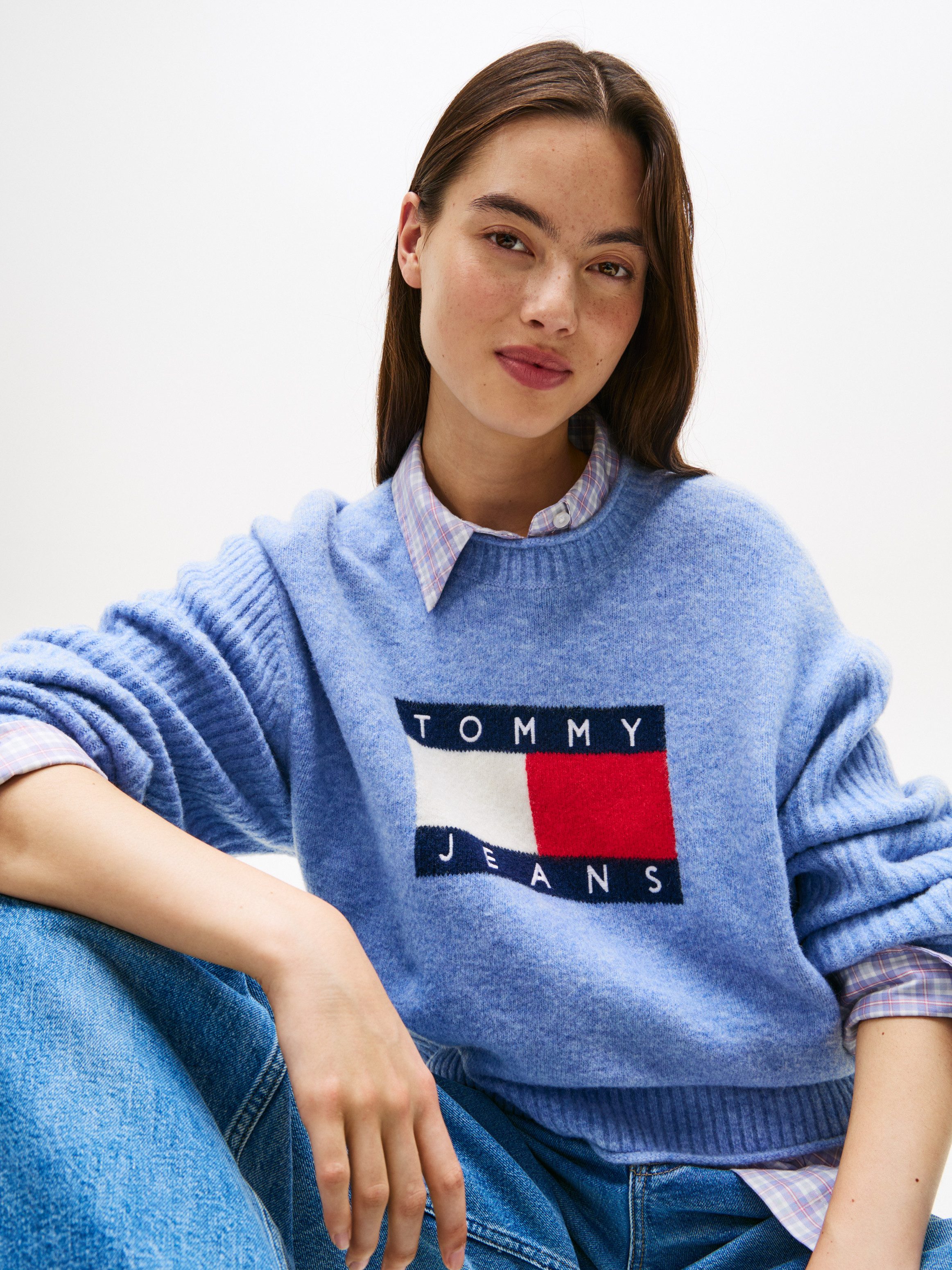 Tommy Jeans Strickpullover TJW MELANGE FLAG günstig online kaufen