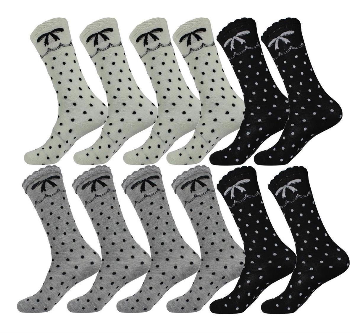 EloModa Kniestrümpfe 12 Paar Kinder Kniestrümpfe Socken mit Muster, 31-34 35-38 39-42 (12-Paar)