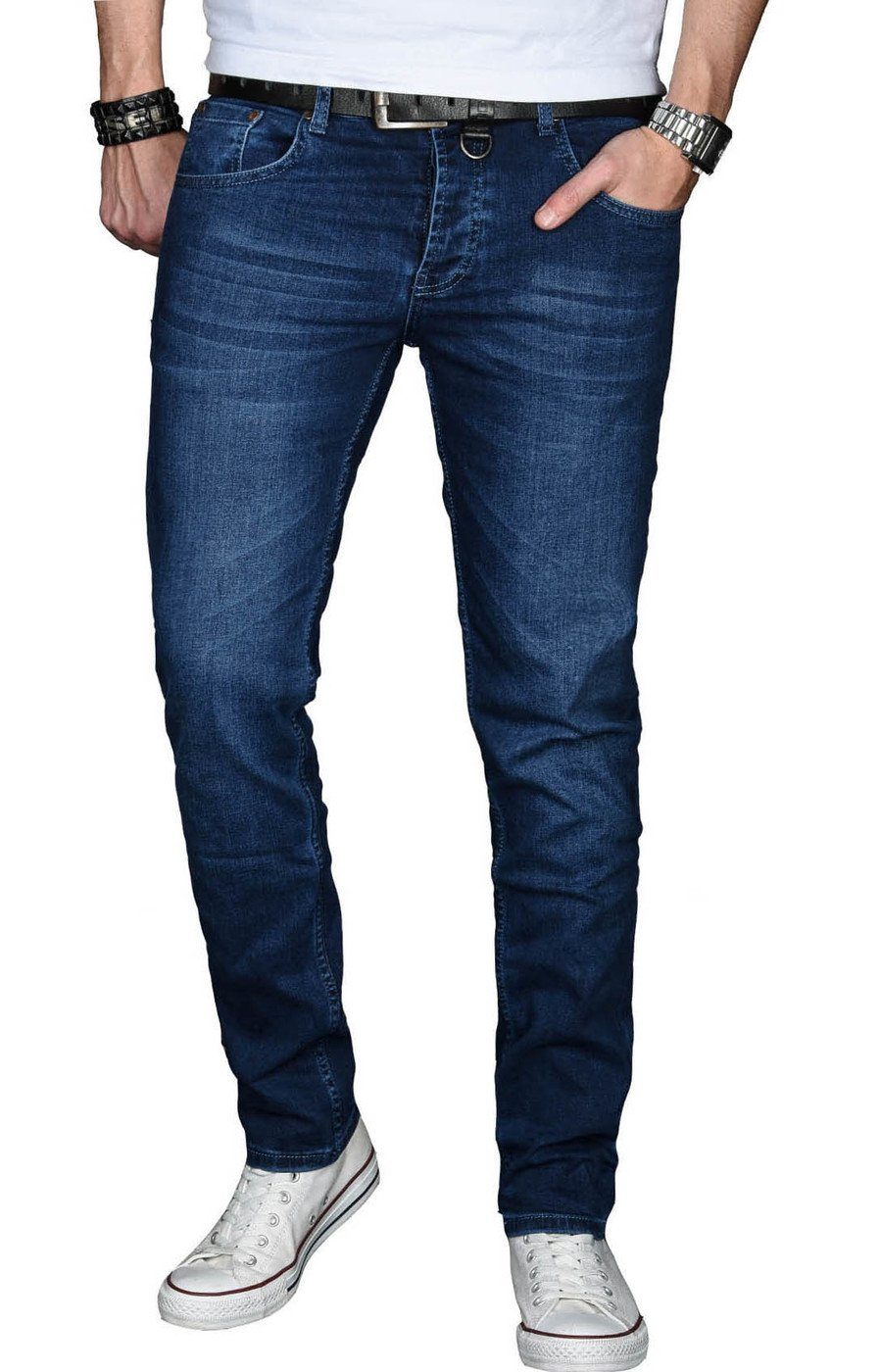 Alessandro Salvarini Straight-Jeans ASMinero Slim mit 2% Fit Elasthan Jeans dunkelblau