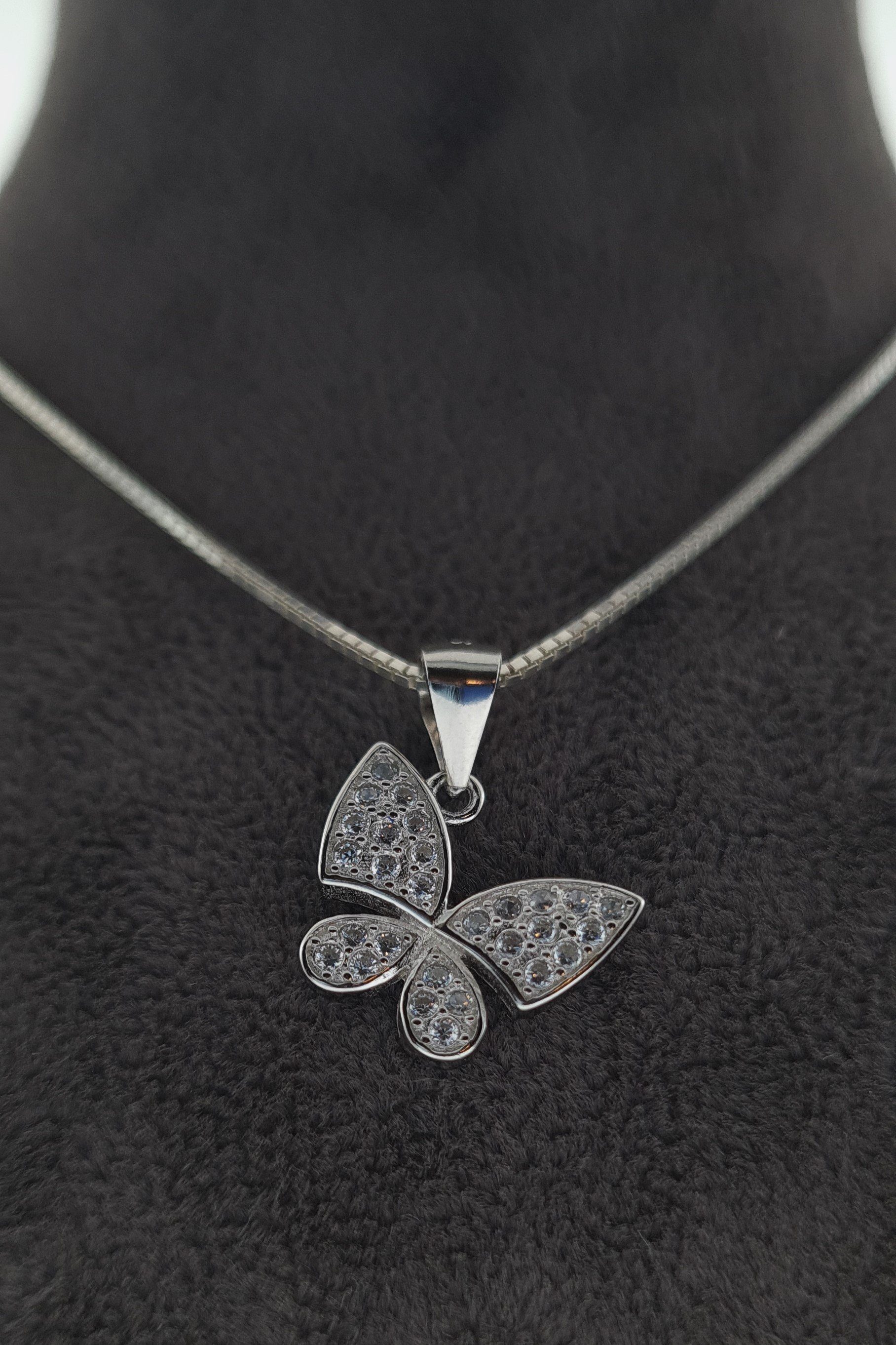 Kette mit Anhänger Schmetterling Glücksbringer Boho 925 Silber mit Zirkonia