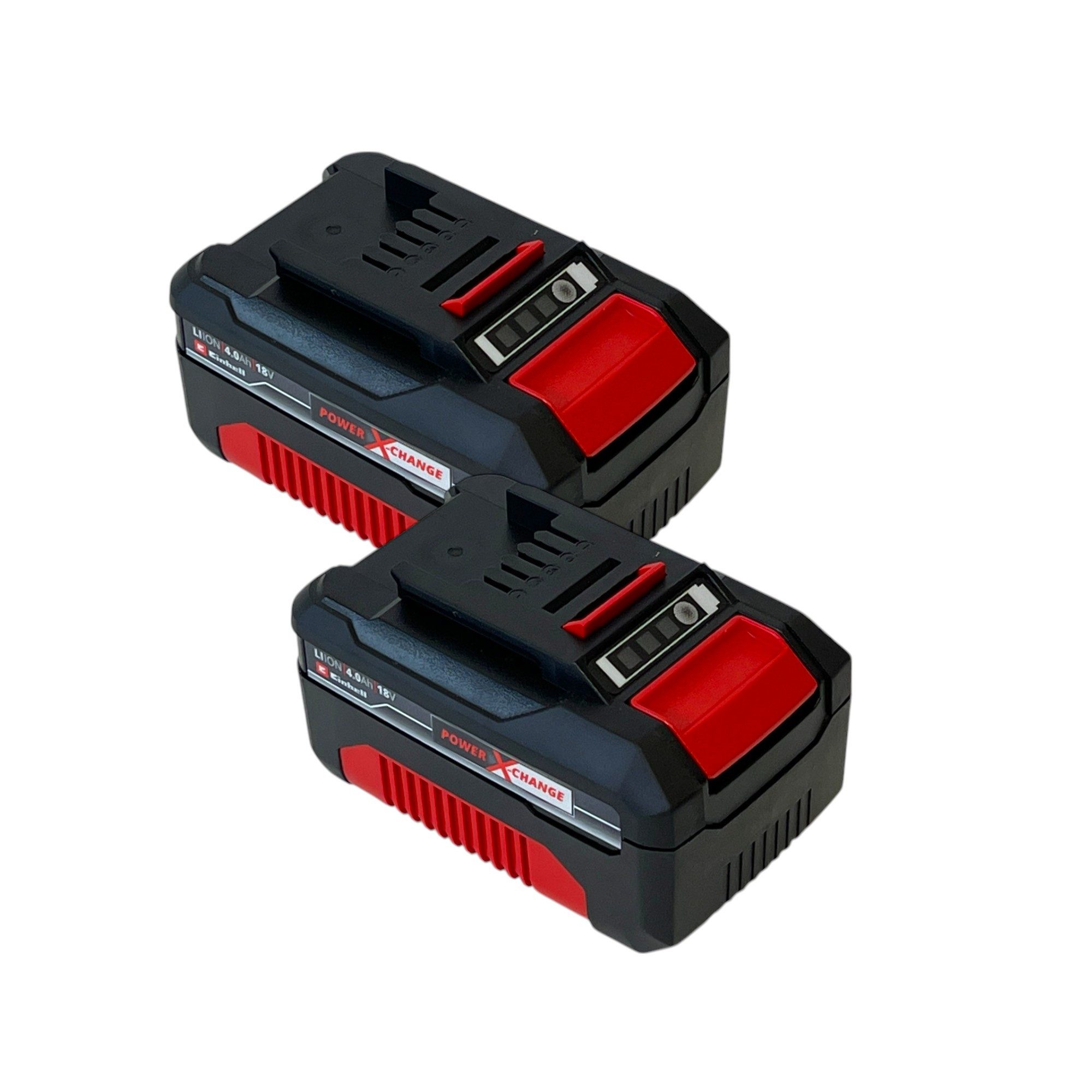 Einhell 2x Power X-Change 18 V 4,0 Ah Li-Ion (2x 4511396) mit Ladestandanzeige Akkupacks