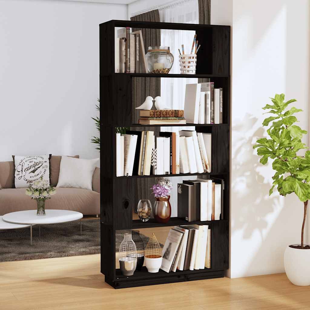 furnicato Bücherregal Vielseitiger Bücherschrank 80 x 25 x 163,5 cm in Schwarz, 1-tlg., Stabiles Regal als Raumteiler mit viel Stauraum für das Wohnzimmer