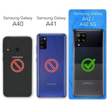 EAZY CASE Handyhülle Premium Silikon Case für Samsung Galaxy A42 5G 6,6 Zoll, Hülle mit Kameraschutz Bumper Case stoßfest Handy Softcase Eis Blau