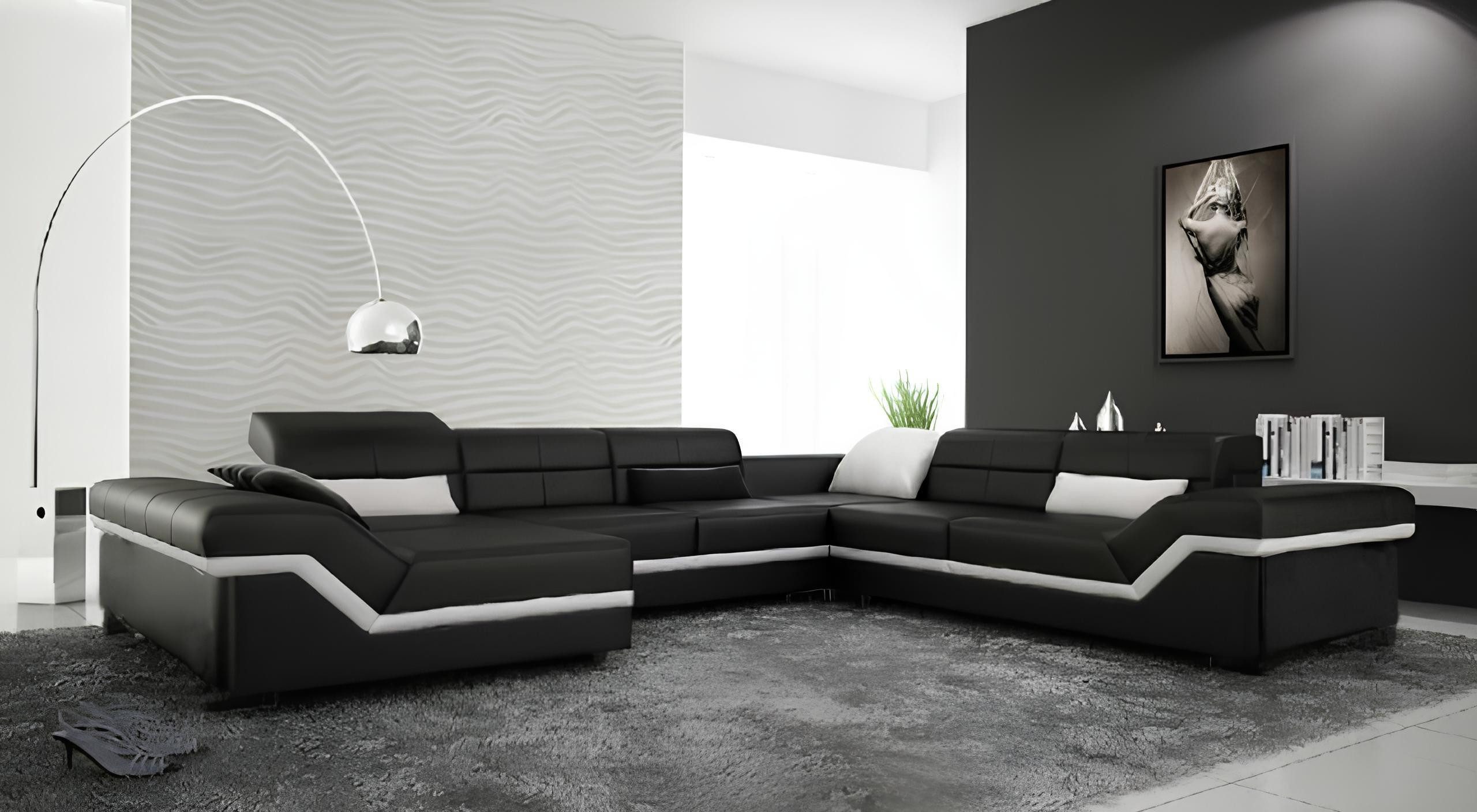 Xlmoebel Wohnlandschaft Elegantes Ledersofa mit USB-Anschluss und hochwertiger Verarbeitung, 1 Teile, Hergestellt in Europa