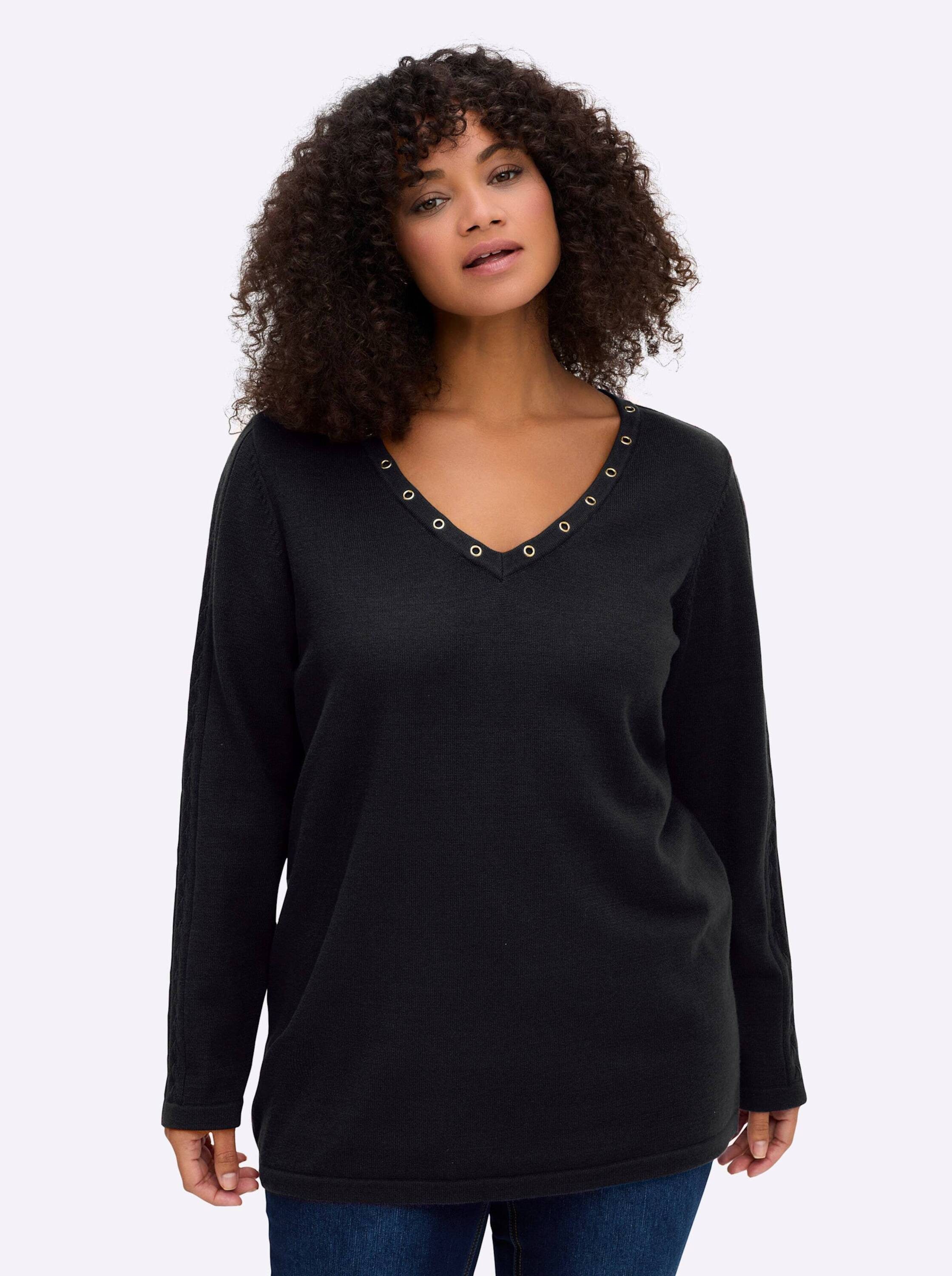 Sheego Strickpullover Pullover Langarm Ajourstrick