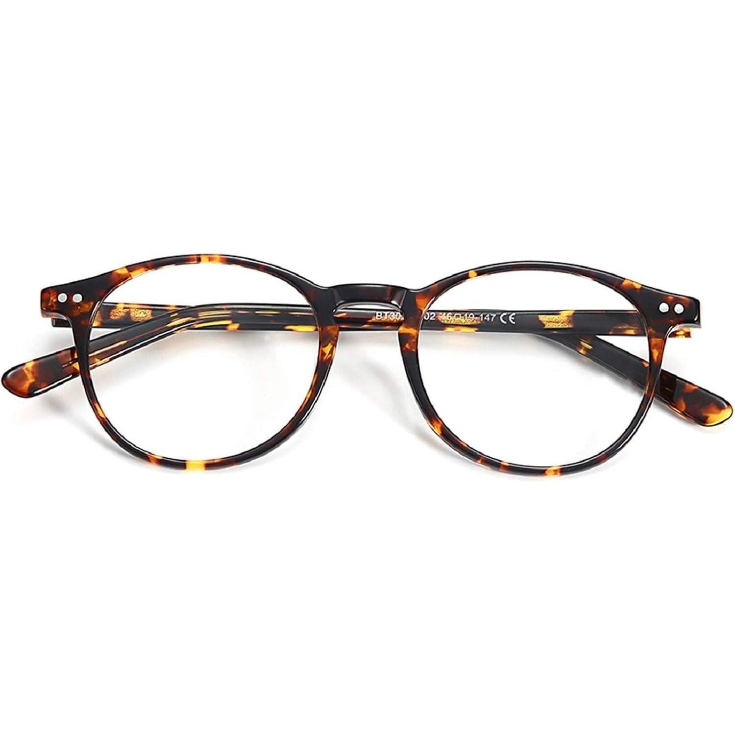 LuxusKollektion Brillengestell Nerdbrille Vintage Rund Klare Linse Damen Herren C2 Schildkröte