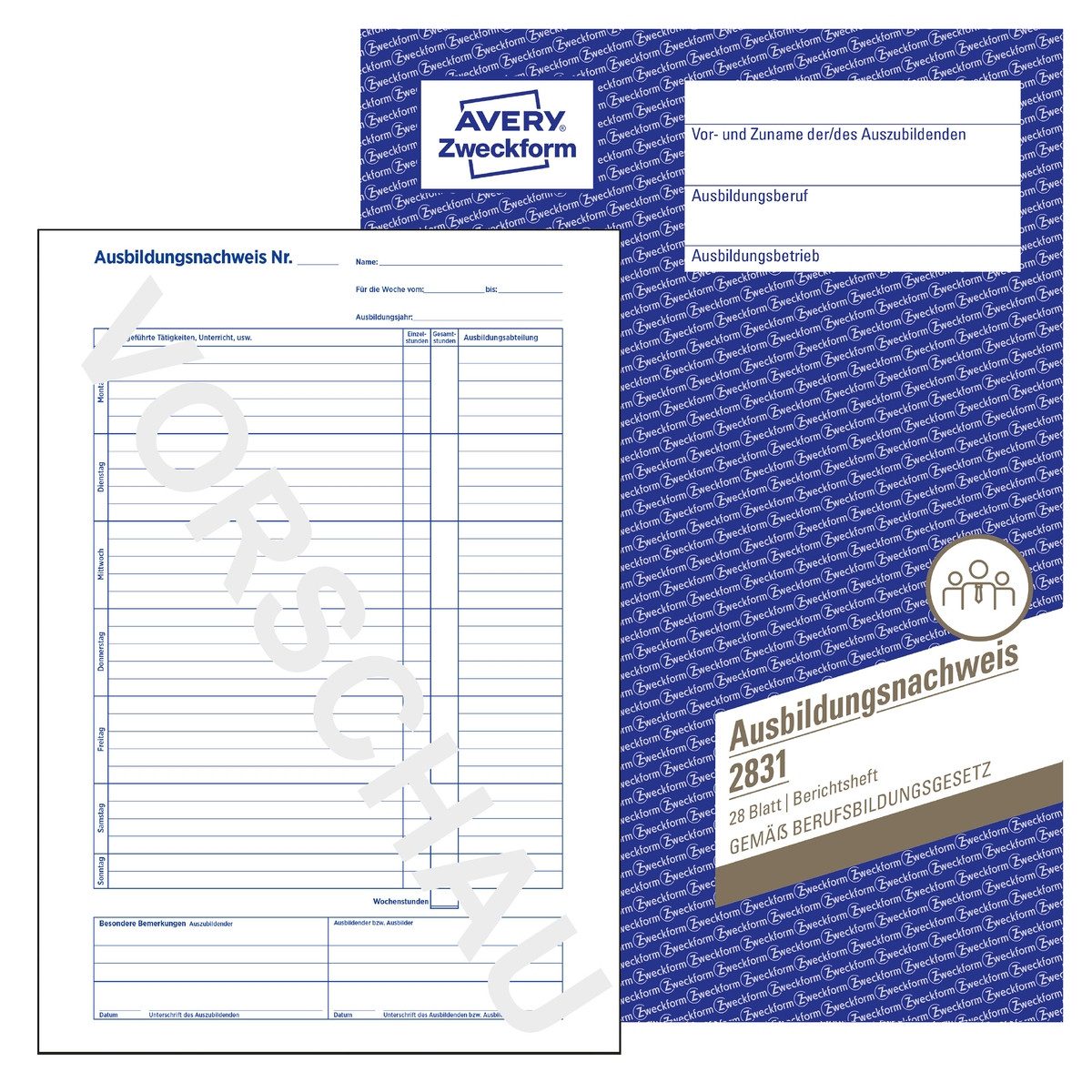 Avery Zweckform Formularblock AVERY Zweckform Ausbildungsnachweis in Heftform DIN A4 28 Blatt