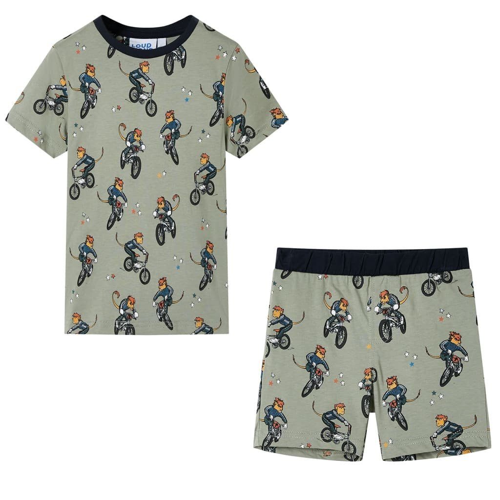 Pyjama Kinderpyjama mit Kurzen Ärmeln Hellkhaki 116