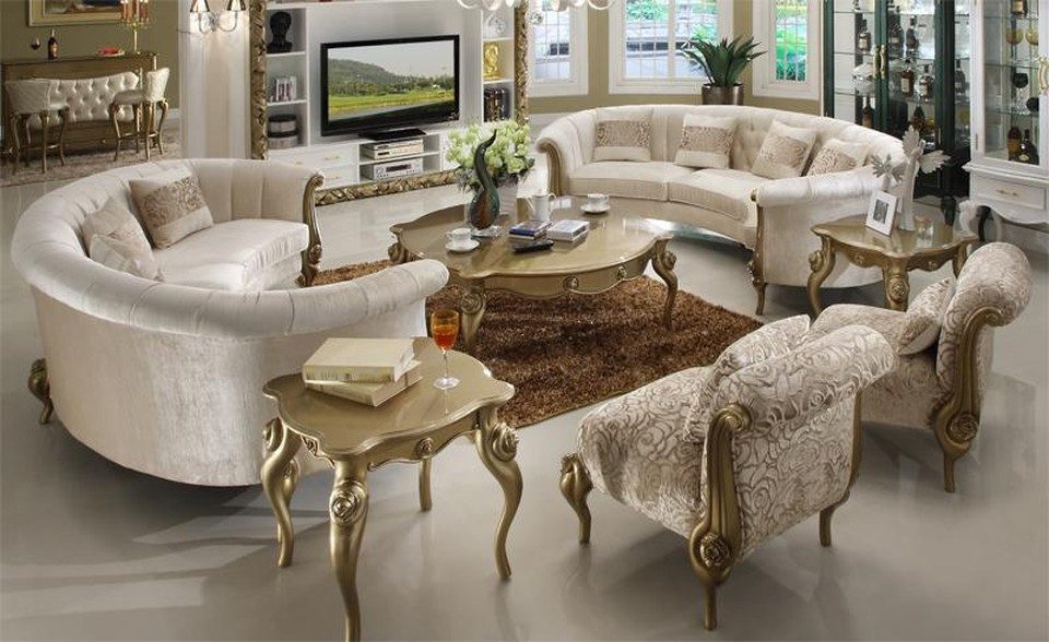 Xlmoebel Polstergarnitur Design Sofagarnitur 4+4 Sitzer mit Rundcouchtisch, (3-tlg), Made in Europa