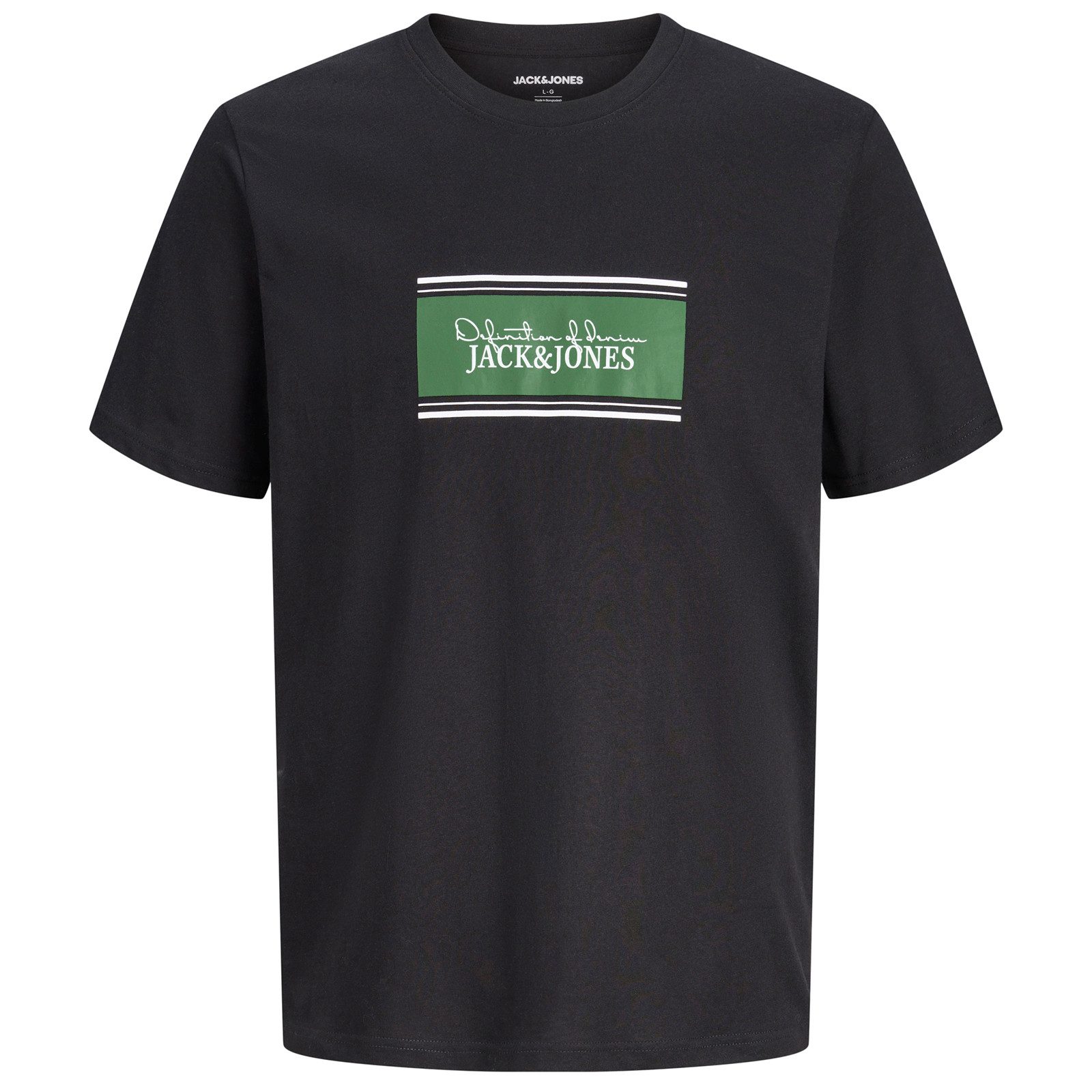 Jack & Jones Rundhalsshirt Jack&Jones Übergrößen T-Shirt schwarz Print JJBUSTER