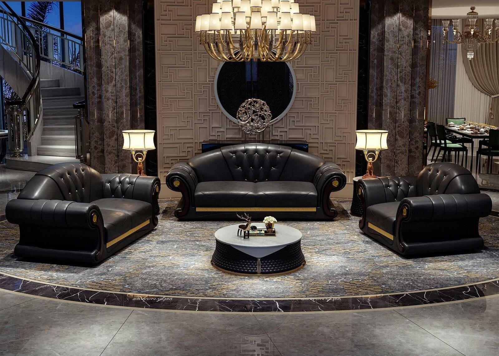 JVmoebel Chesterfield-Sofa Klassische Chesterfield Sofa Couch Garnitur Dreisitzer Leder 3 Sitzer, 1 Teile, Made in Europa