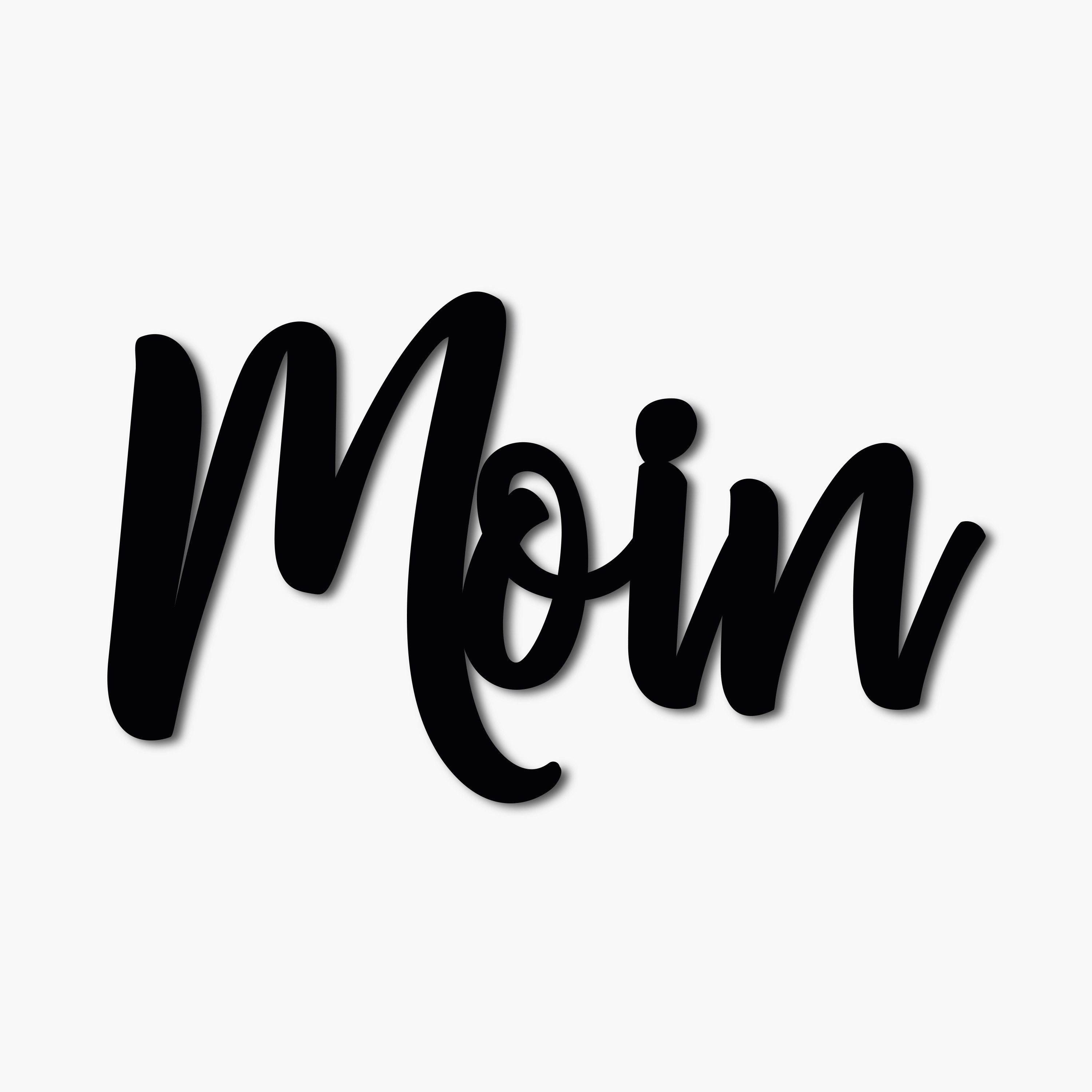 Namofactur Wanddekoobjekt Wandbild Schriftzug "Moin" Text aus Holz, Wandtattoo, Moderne Wandgestaltung, Wanddeko Collage, Wall Art