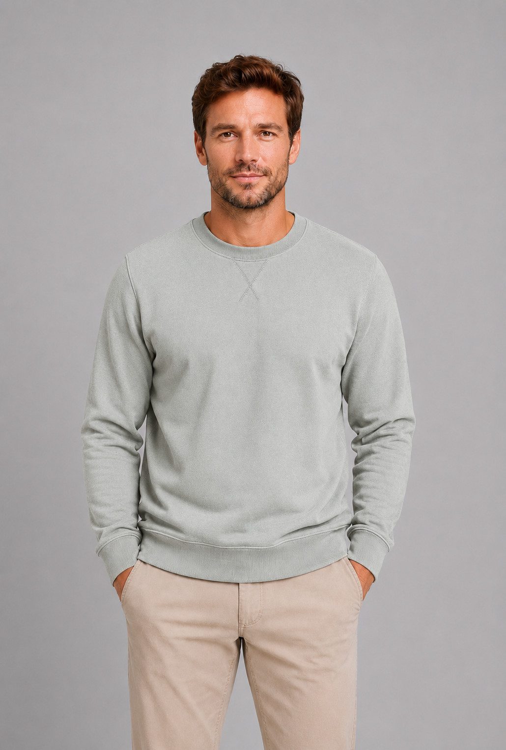 Smith & Solo Sweatshirt Herren, Pullover Baumwolle Loose Fit, Langarm, unifarben