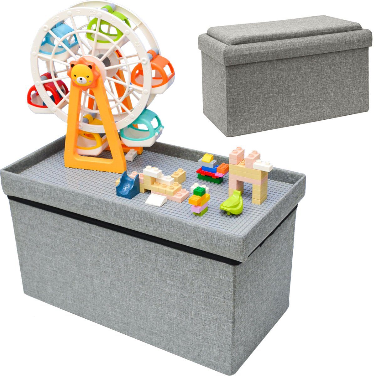 DuneDesign Spieltisch Kinder Aufbewahrungsbox mit Spieltisch im Deckel, 1 Kindertisch 53x27x30 cm