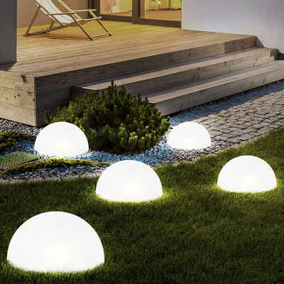 Globo Gartenleuchte, LED-Leuchtmittel fest verbaut, Warmweiß, 5er Set LED Solar Steck Leuchten Halb Kugel Garten Weg