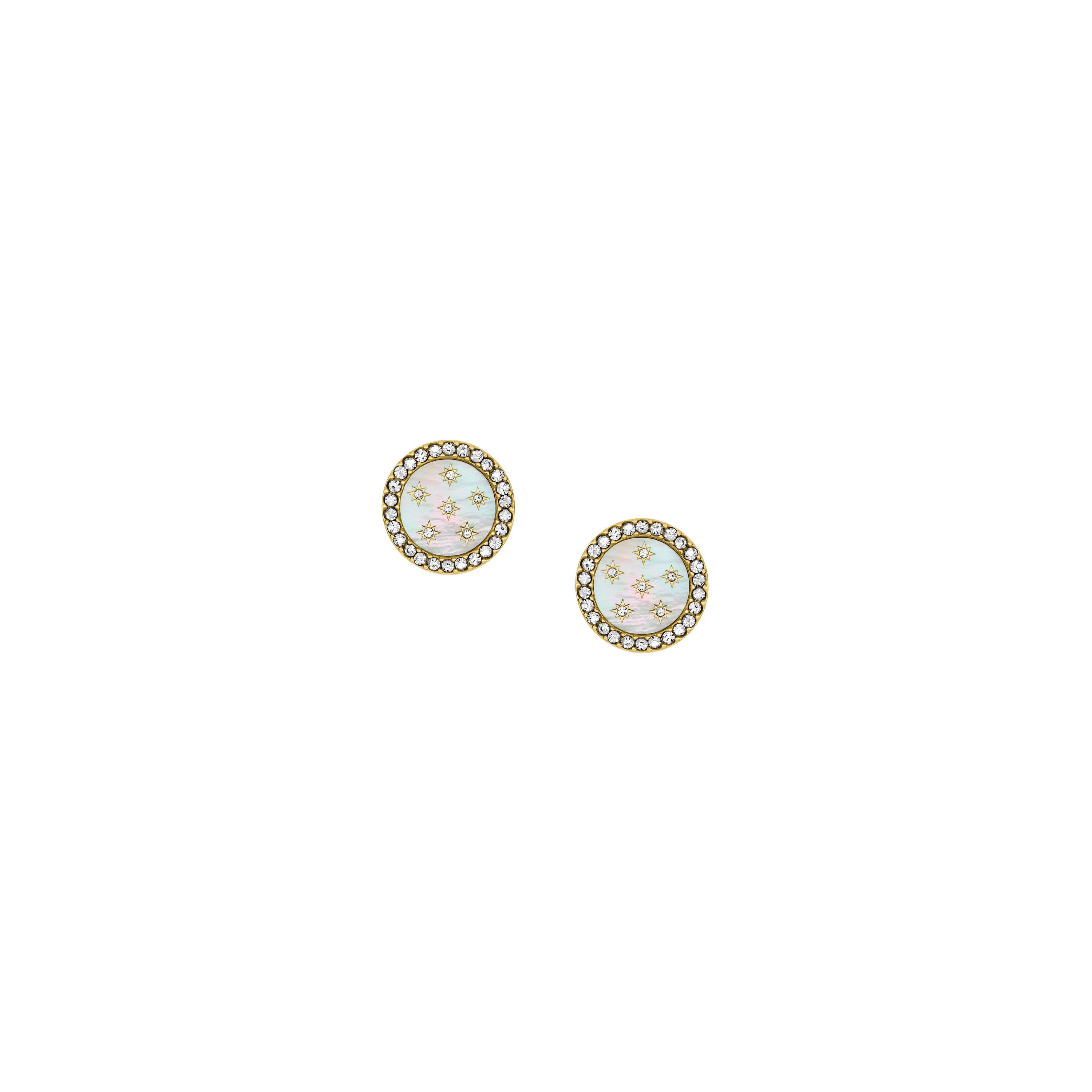 Fossil Paar Ohrstecker Schmuck Geschenk Edelstahl JEWELRY, mit Glasstein - mit Perlmutt