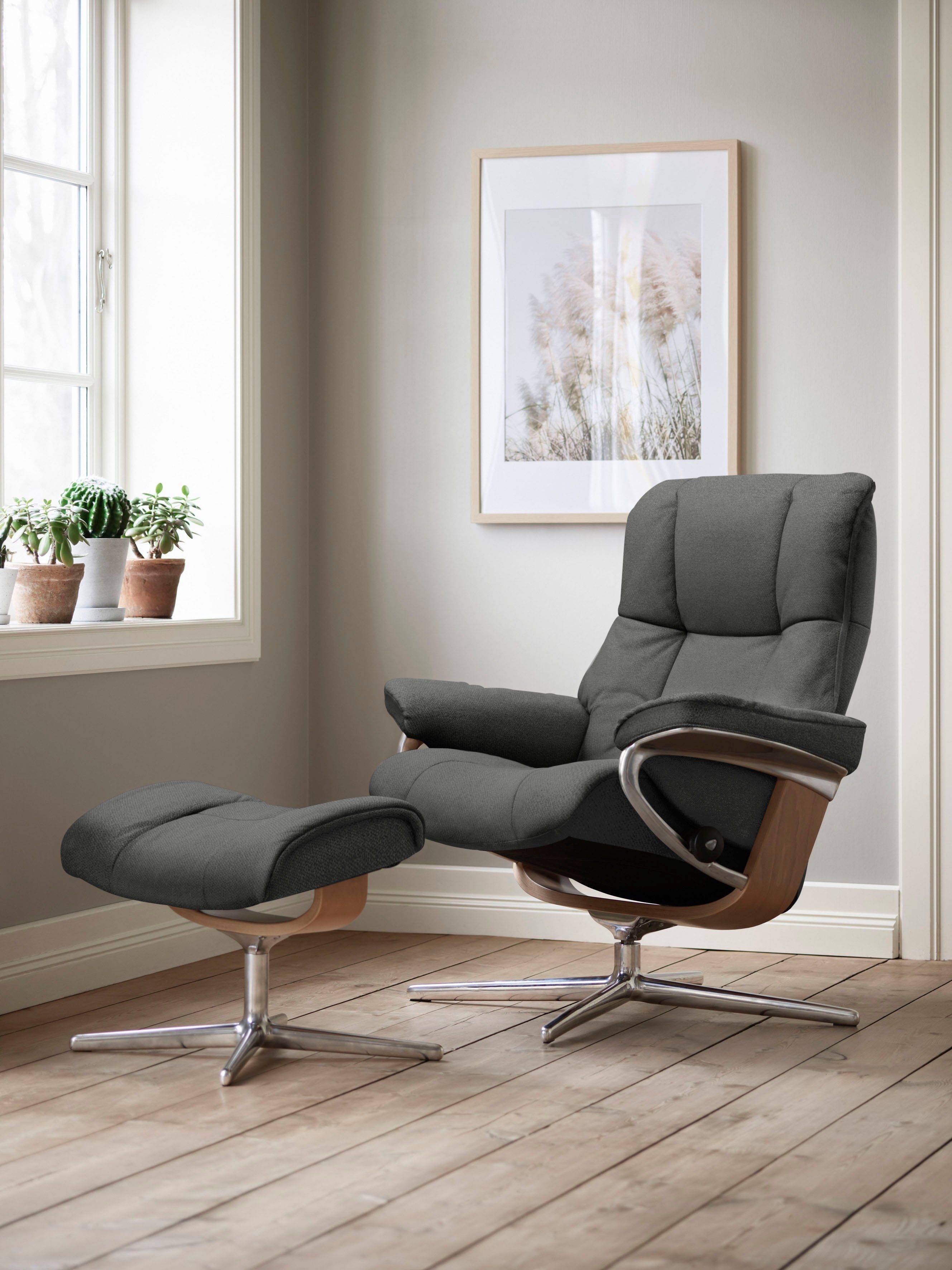 Stressless® Relaxsessel Mayfair (Set, Base, mit Größe Relaxsessel Cross L, & S, Eiche Hocker), M mit mit Hocker, Holzakzent