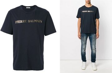 Balmain T-Shirt PIERRE BALMAIN MENS ICONIC TOP LOGOSHIRT GOLD LOGO SHIRT KURZARM T-SHI